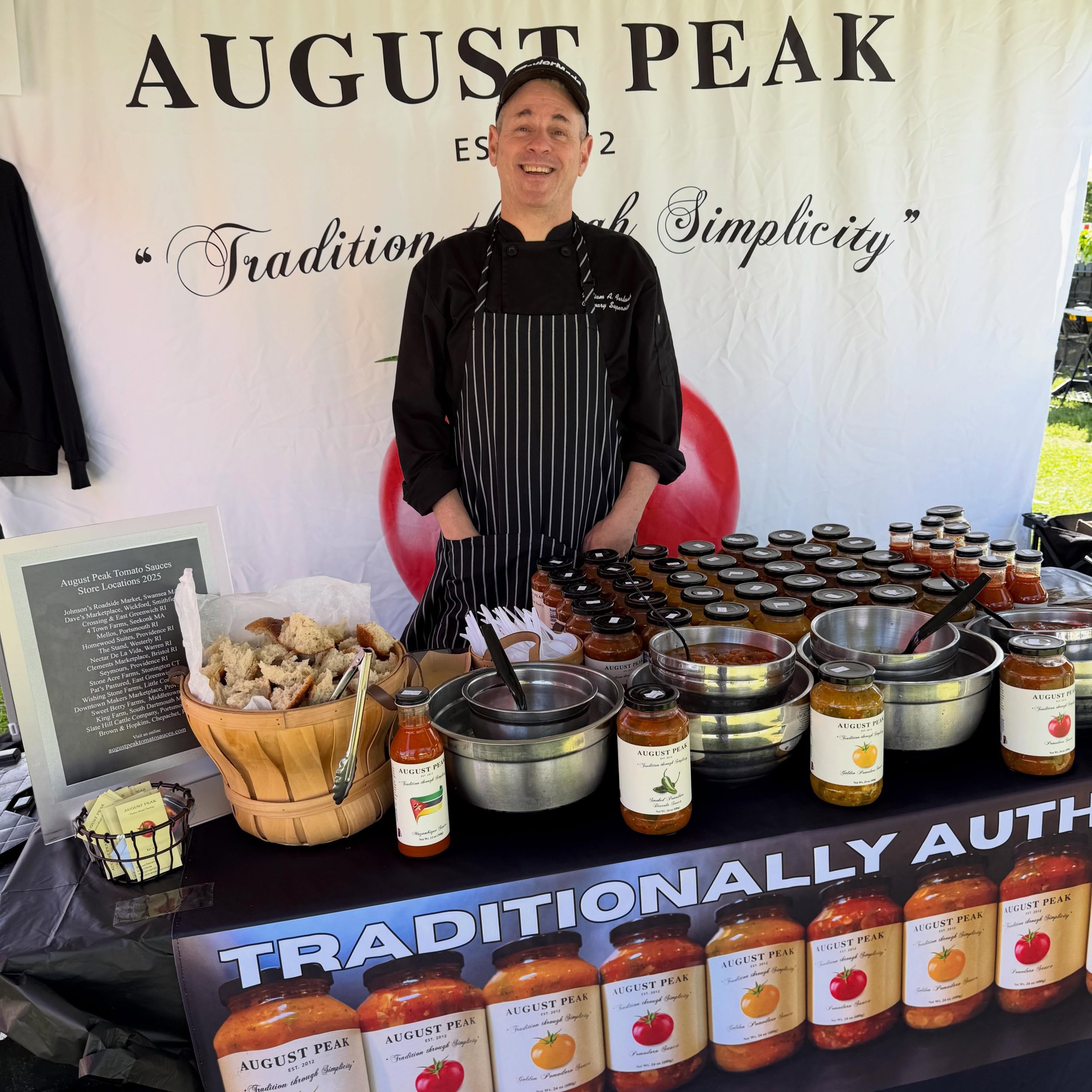 @augustpeak_tomato_sauce is back in tiverton this weekend. 

Put down the emergency jar of overly sweet, mystery-ingredient sauce in your pantry. Chef William Ferlauto is bringing his fresh, small-batch, locally-sourced creations to the Town Farm Rec