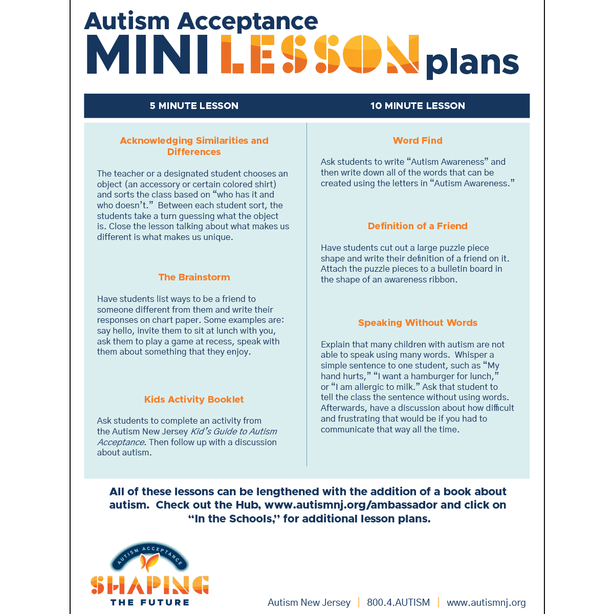 Build acceptance in your classroom — Autism NJ Ambassador