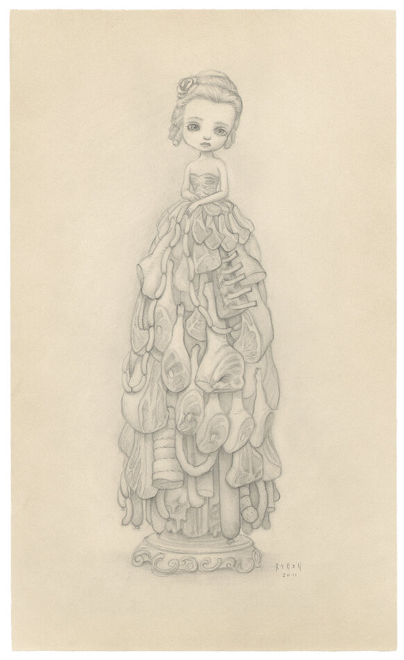 The Meat Dress Porcelain Drawing