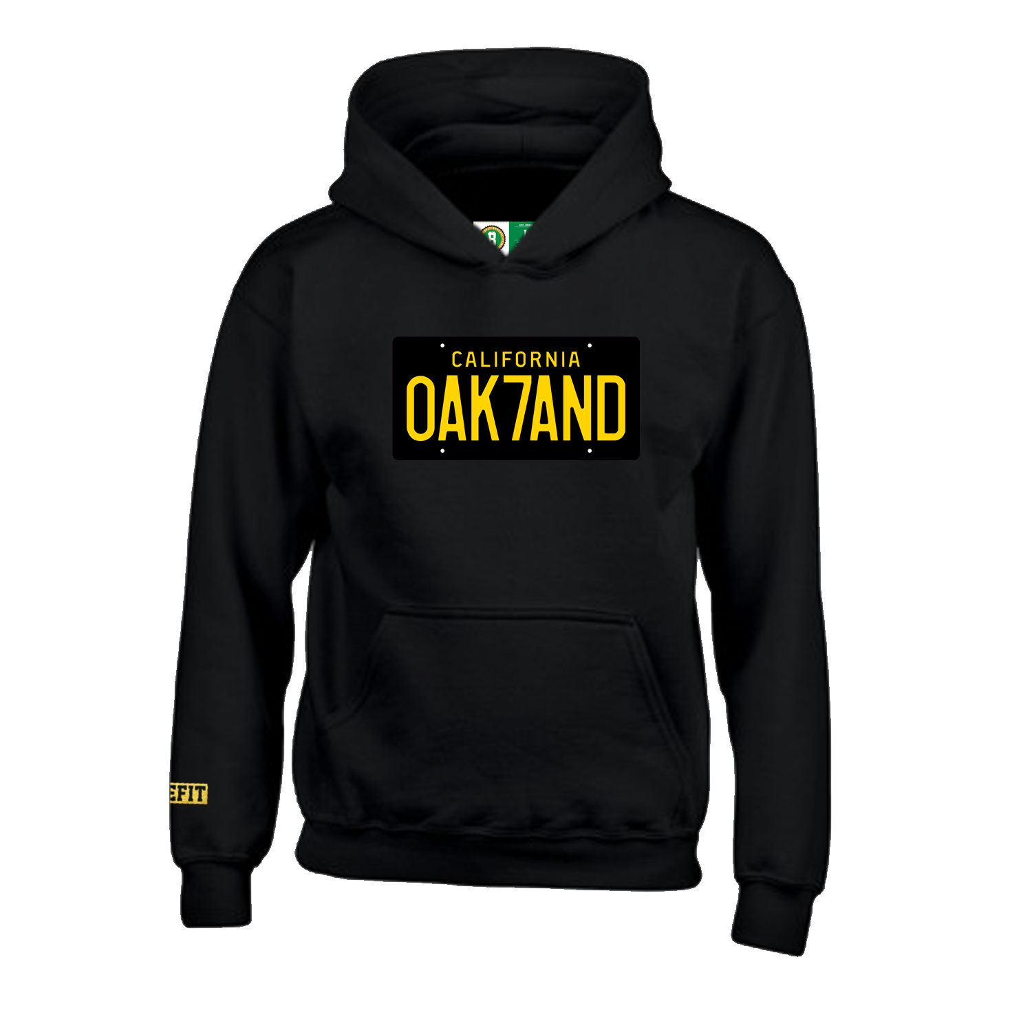 Retro 1960's Cali License Plate Hoodie (0AK7AND) (Black/Golden Yellow/White)