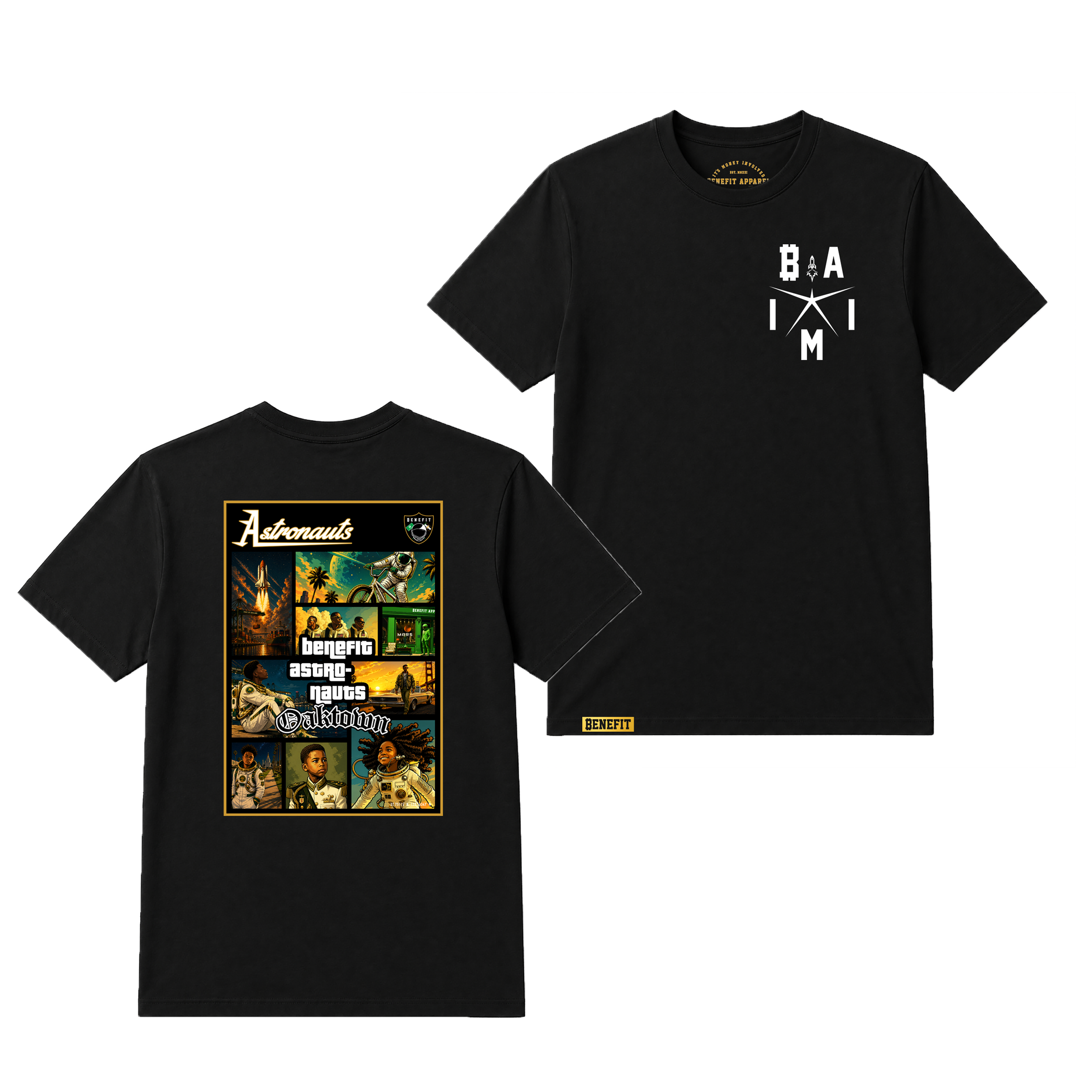 Benefit Astronauts Oaktown Tee (Black/Benefit Gold/Benefit Green)