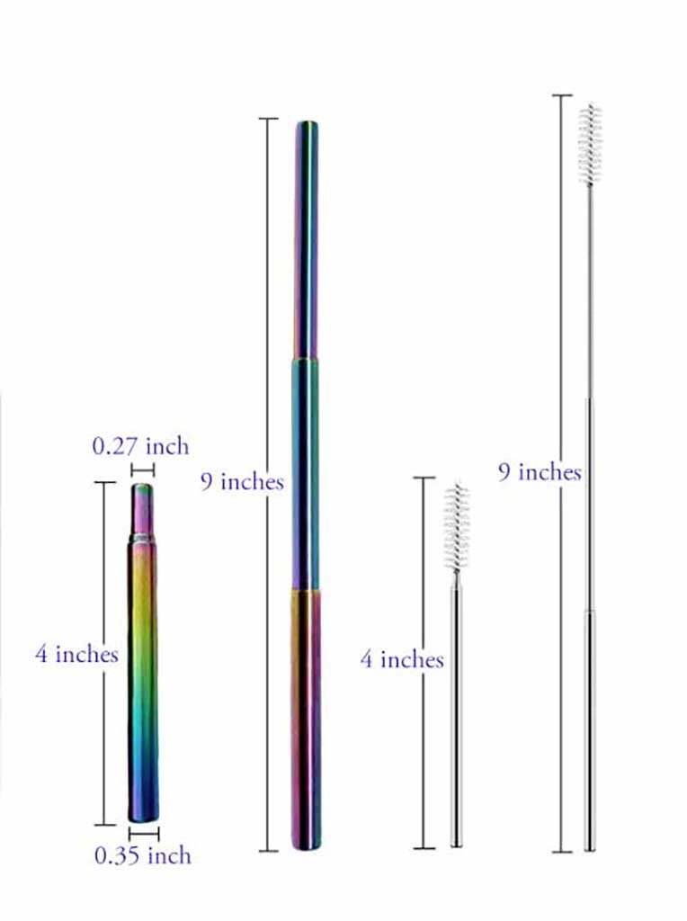 4 X Reusable Colourful Drinking Bent Metal Straw (rainbow)_h