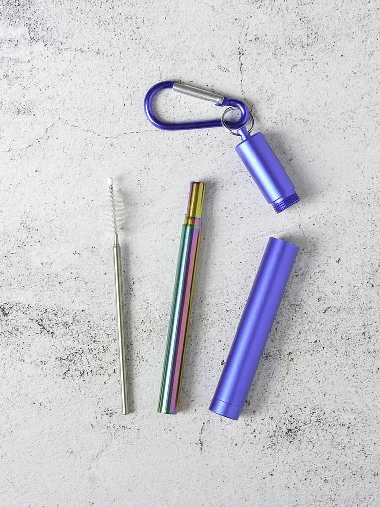Custom Reusable Straws | Telescopic Stainless Steel Straw in Aluminum Case
