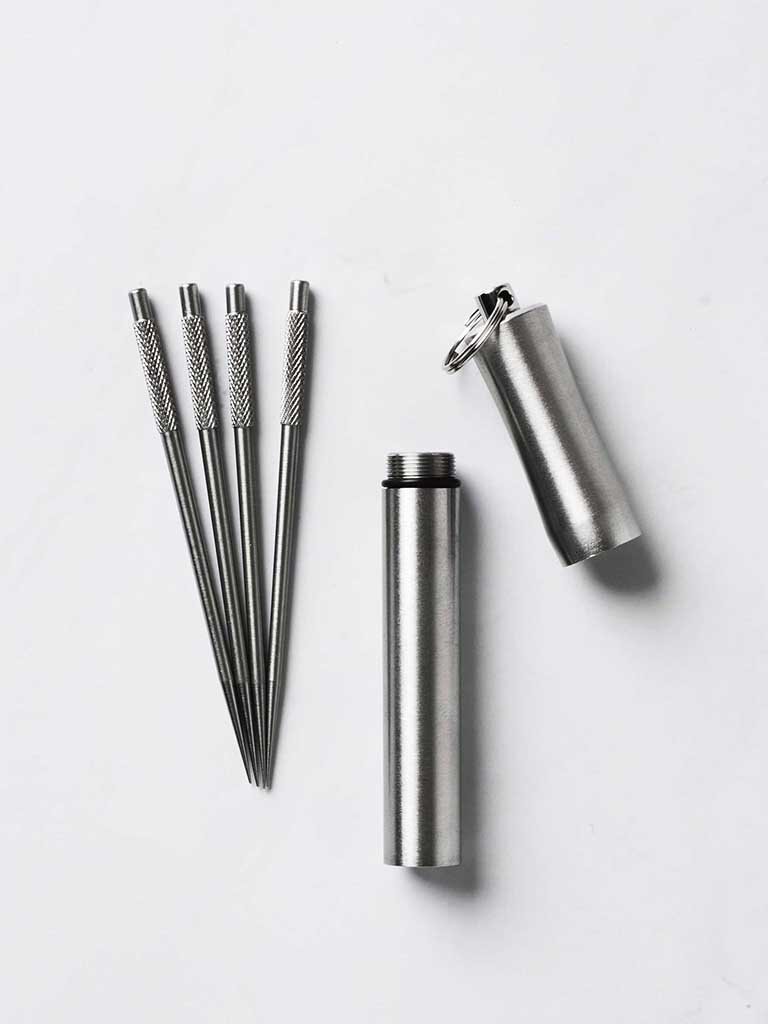 Titanium Toothpick Set with Stainless Steel Case — The Ecoporium