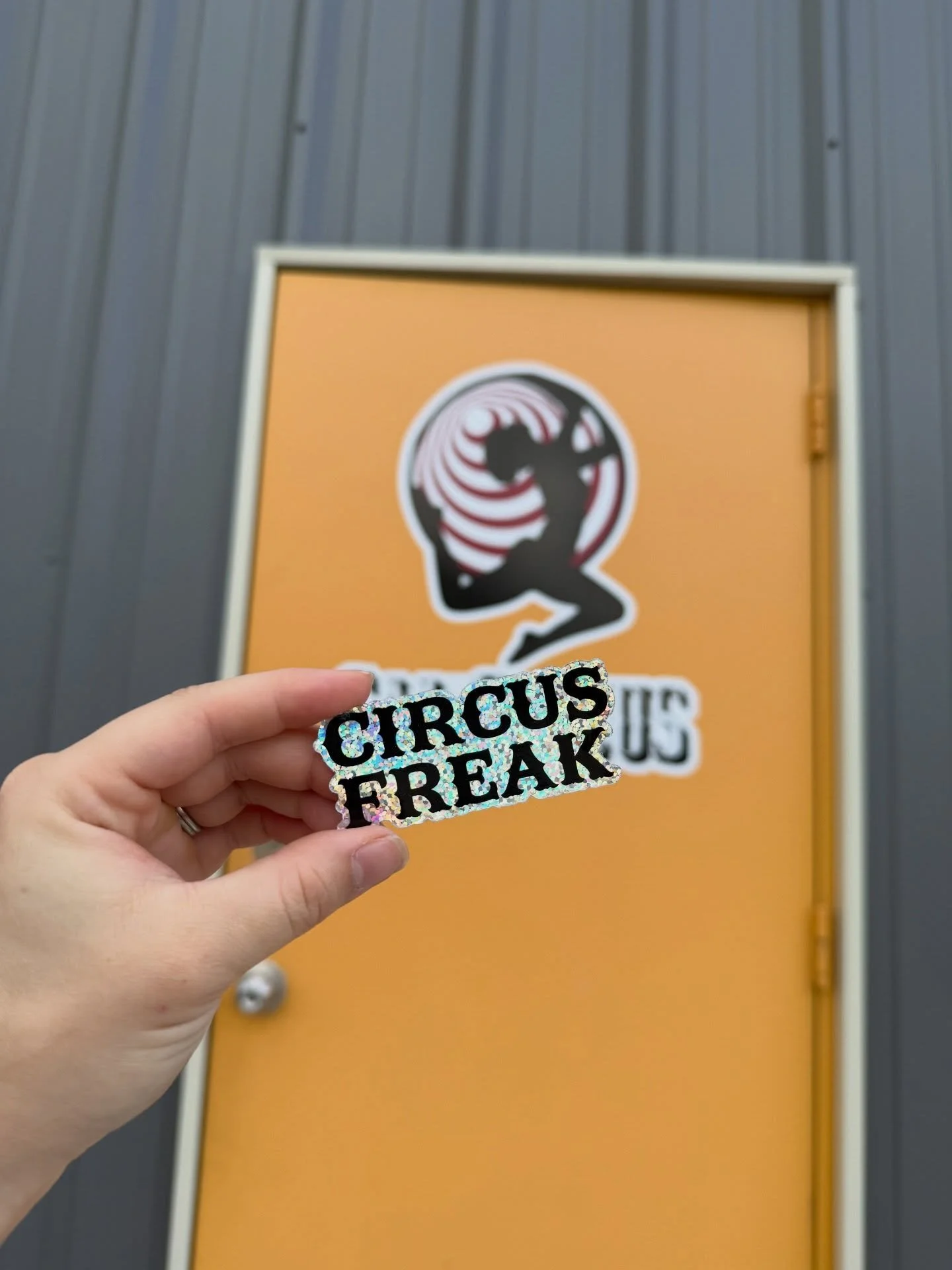 The circus freak sticker is back and it&rsquo;s glittery now!! Get yours now in the studio 👀✨🎪