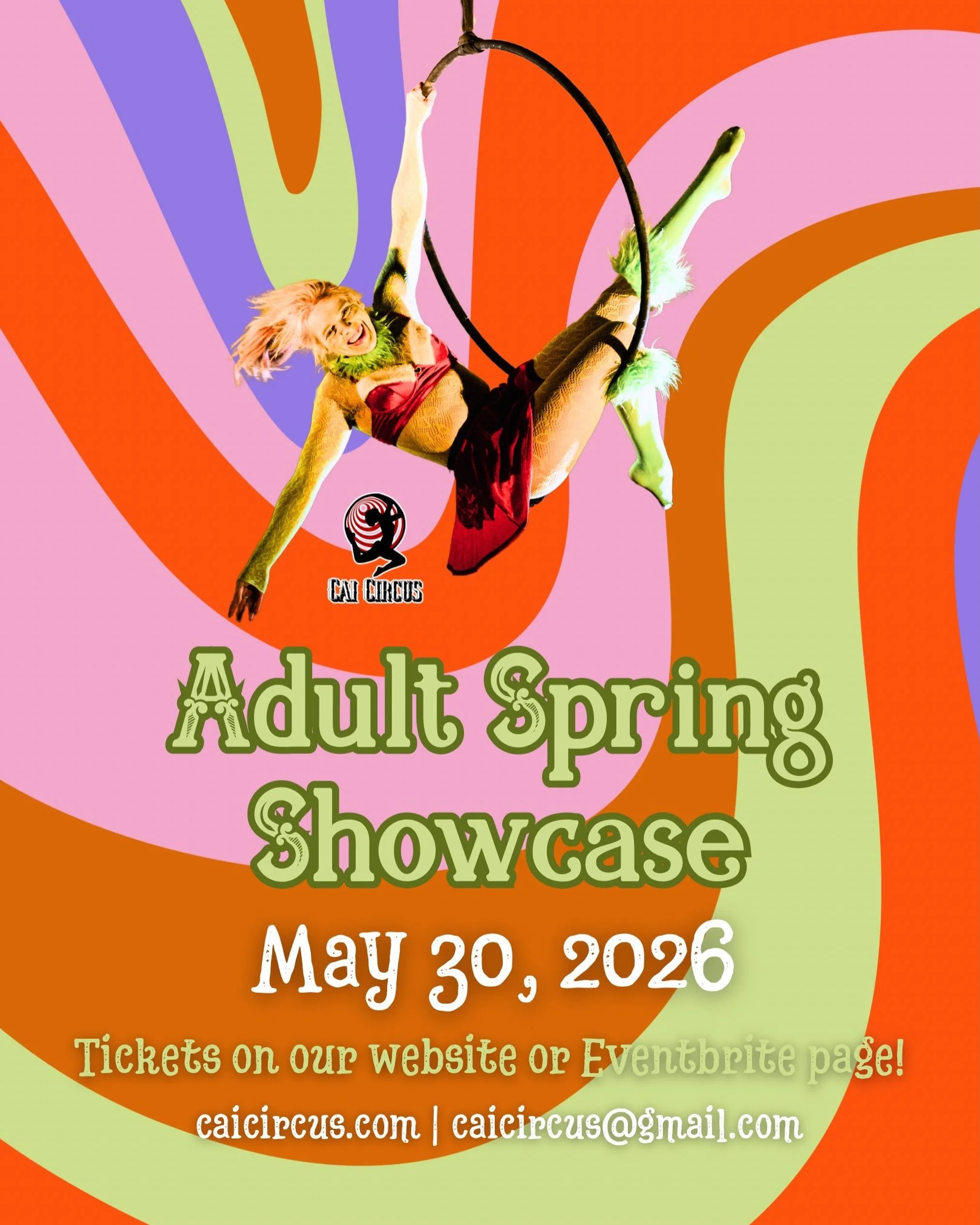 Join us May 30 for our Annual Adult Spring Showcase 🌸

An evening of aerial, movement, and artistry featuring our amazing adult students 💫

18+
Vendors
Raffle 

Come celebrate all their hard work and cheer them on as they take the stage!

🎟️ Ticke
