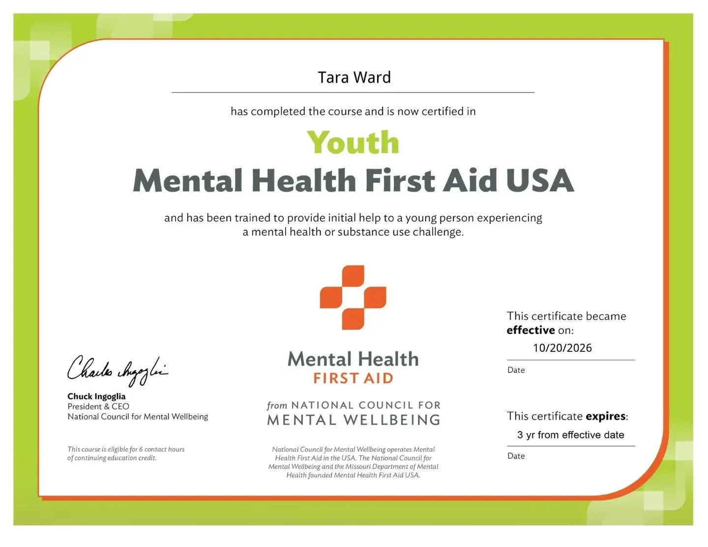 I&rsquo;m so happy to share that I am officially certified in Mental Health First Aid! 💛

​Running my preschool, coaching youth, and mentoring educators means I hold myself to the absolute highest standard of care across everything I do. This traini