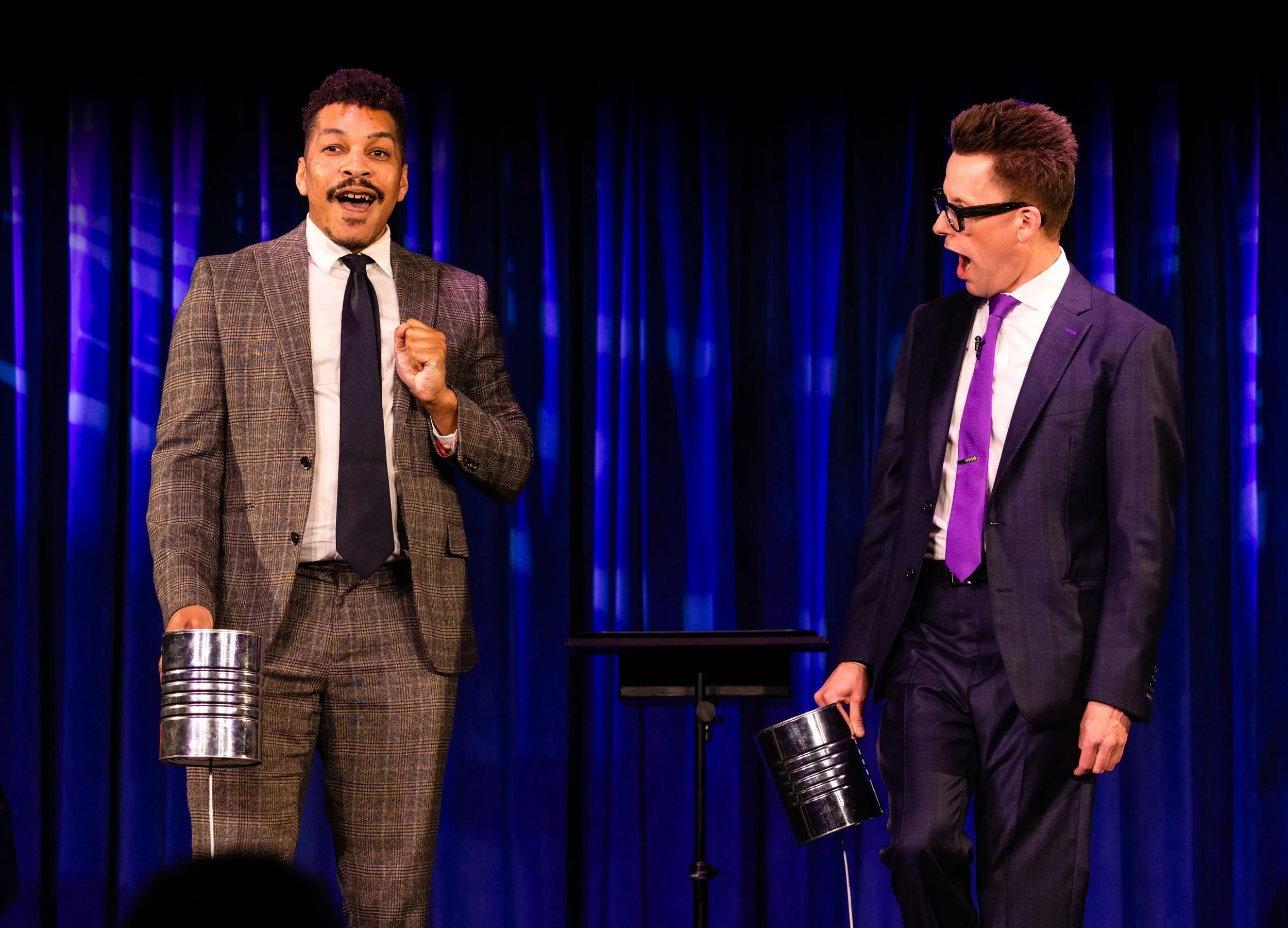 Arthur Trace performing a stage magic show in Los Angeles
