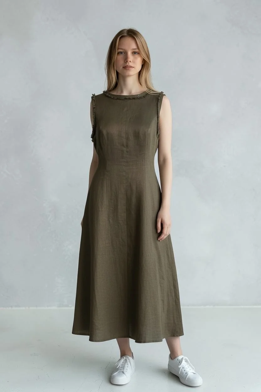 Khaki Linen Dress
