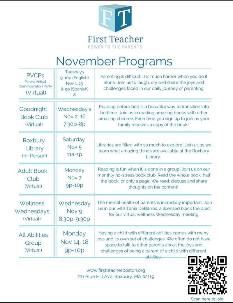 November Programs at a Glance!