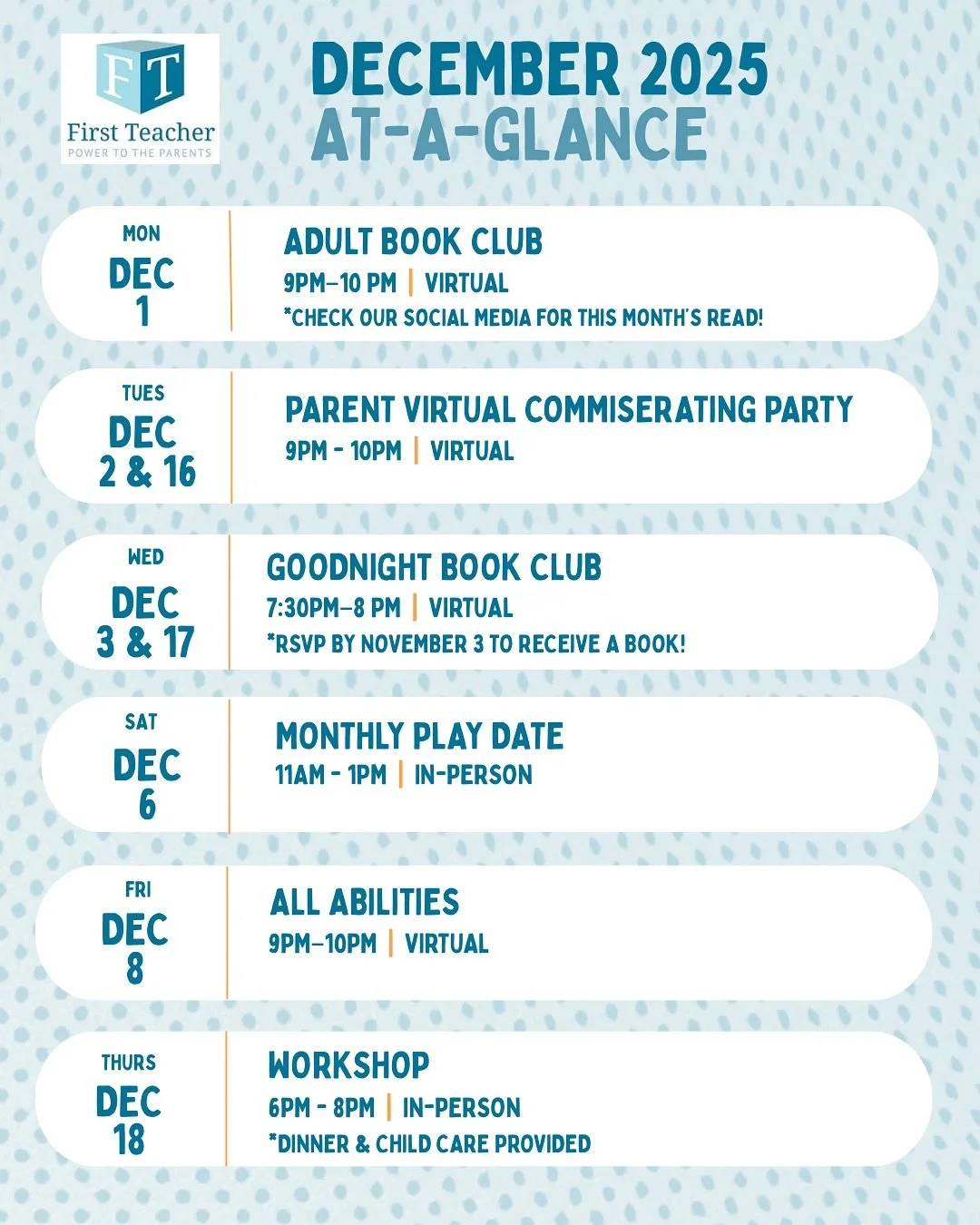 Hello, December! ❄️
This month, we&rsquo;re slowing down, getting cozy, and making space for family, culture, and togetherness. From Goodnight Book Club to moments that help our little ones ease into the break, we can&rsquo;t wait to spend this seaso