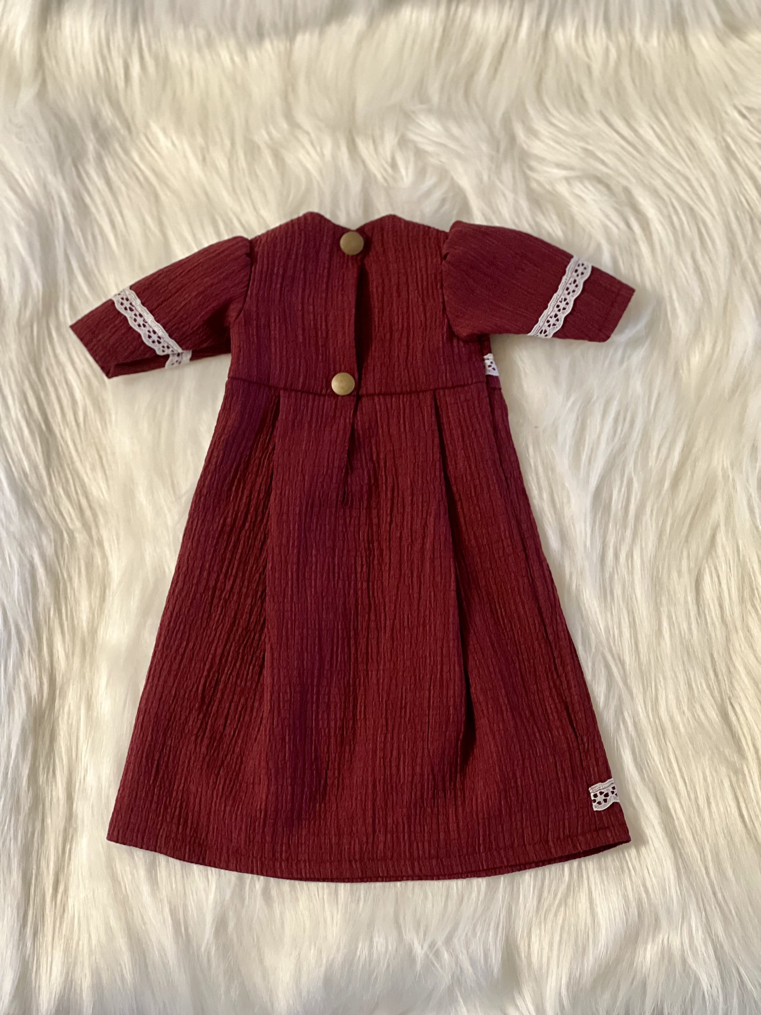 Amish Doll Red Dress With Lace Trim For American Girl Doll, My Life As, and Most 18 Inch Dolls.jpeg