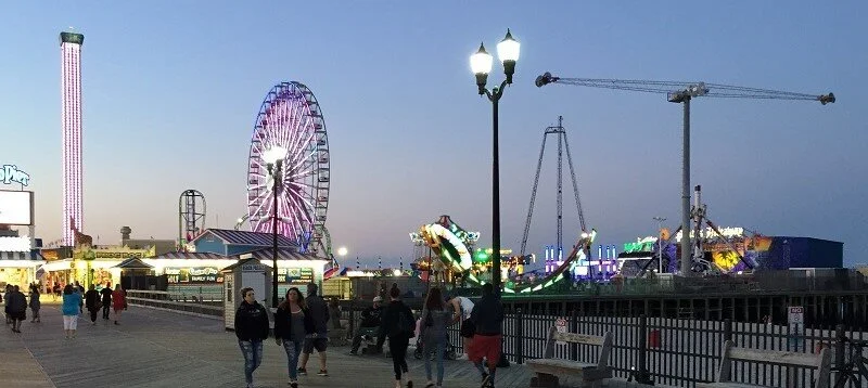 Seaside Heights Boardwalk (SkyScraper looks like large propeller, one of the few rides to survive hurricane Sandy.)