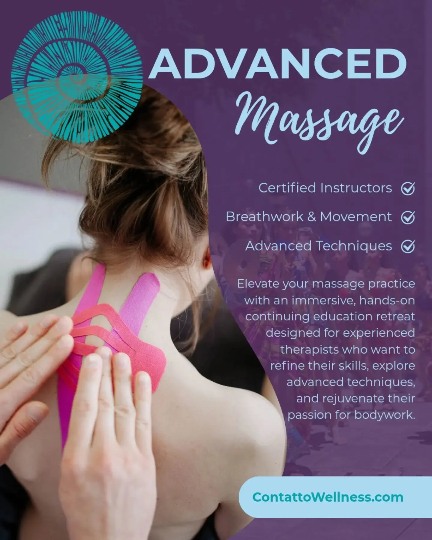 Deepen your expertise, connect with like-minded professionals, and recharge your passion for bodywork.  Ready to level up?  Click to register for this transformative experience! 

www.contattowellness.com/upcoming-retreats

#MassageTherapyCE #Massage