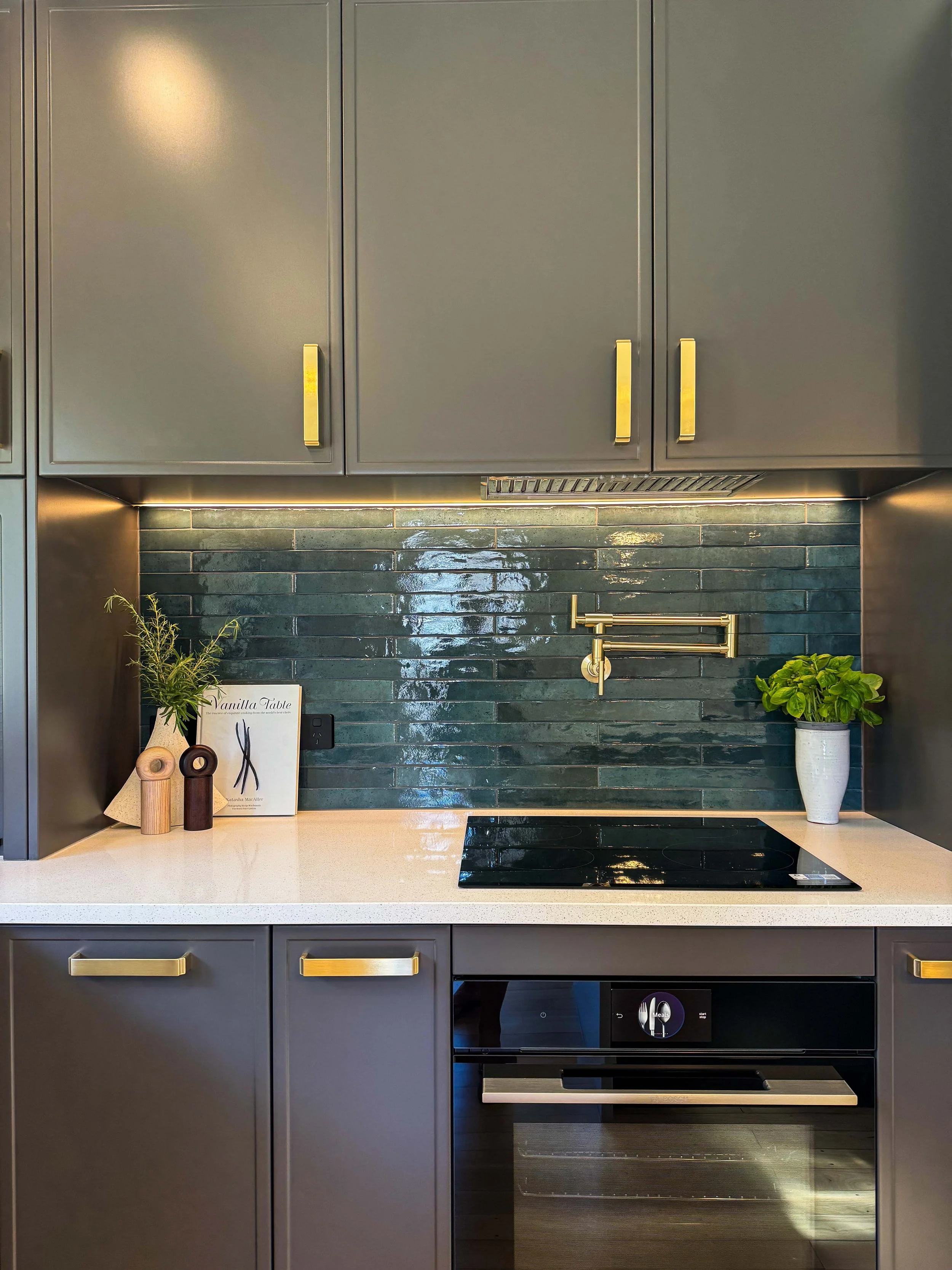 Teal and Grey colour kitchen