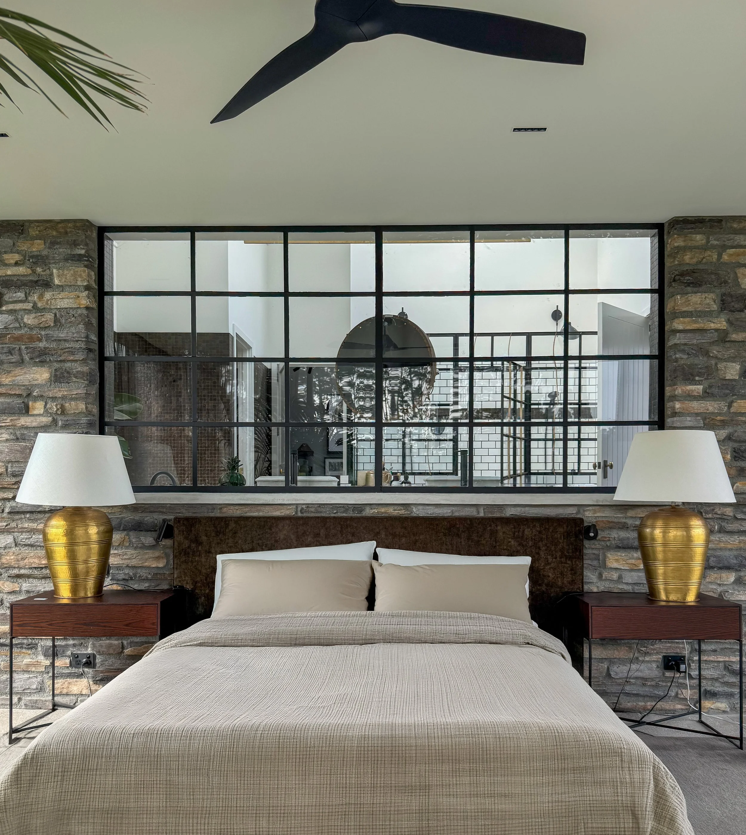 Custom bed head design for master bedroom