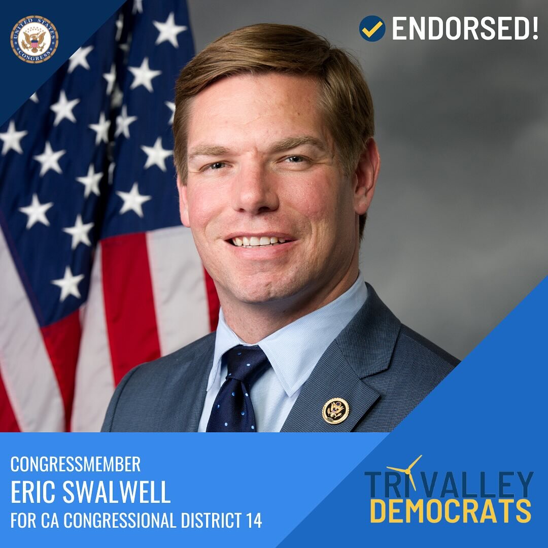 On Monday, January 15th, the Tri-Valley Democratic Club voted to endorse @repswalwell for CA Congressional District 14.

To learn more about, donate to, volunteer for, and support Eric's reelection campaign for CA Congressional District 14, please vi