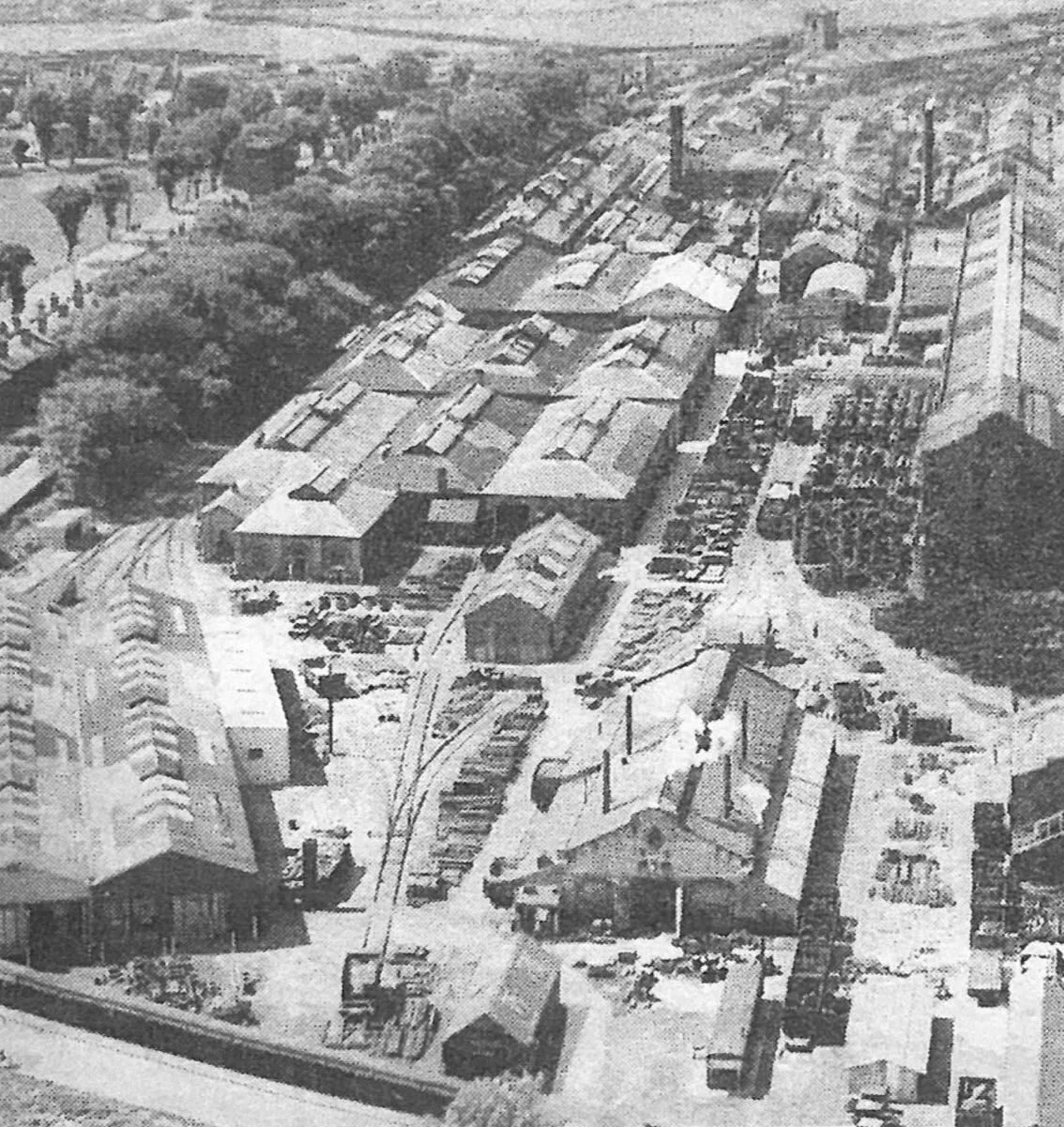 Scanned photo of now-demolished Ashford locomotive works