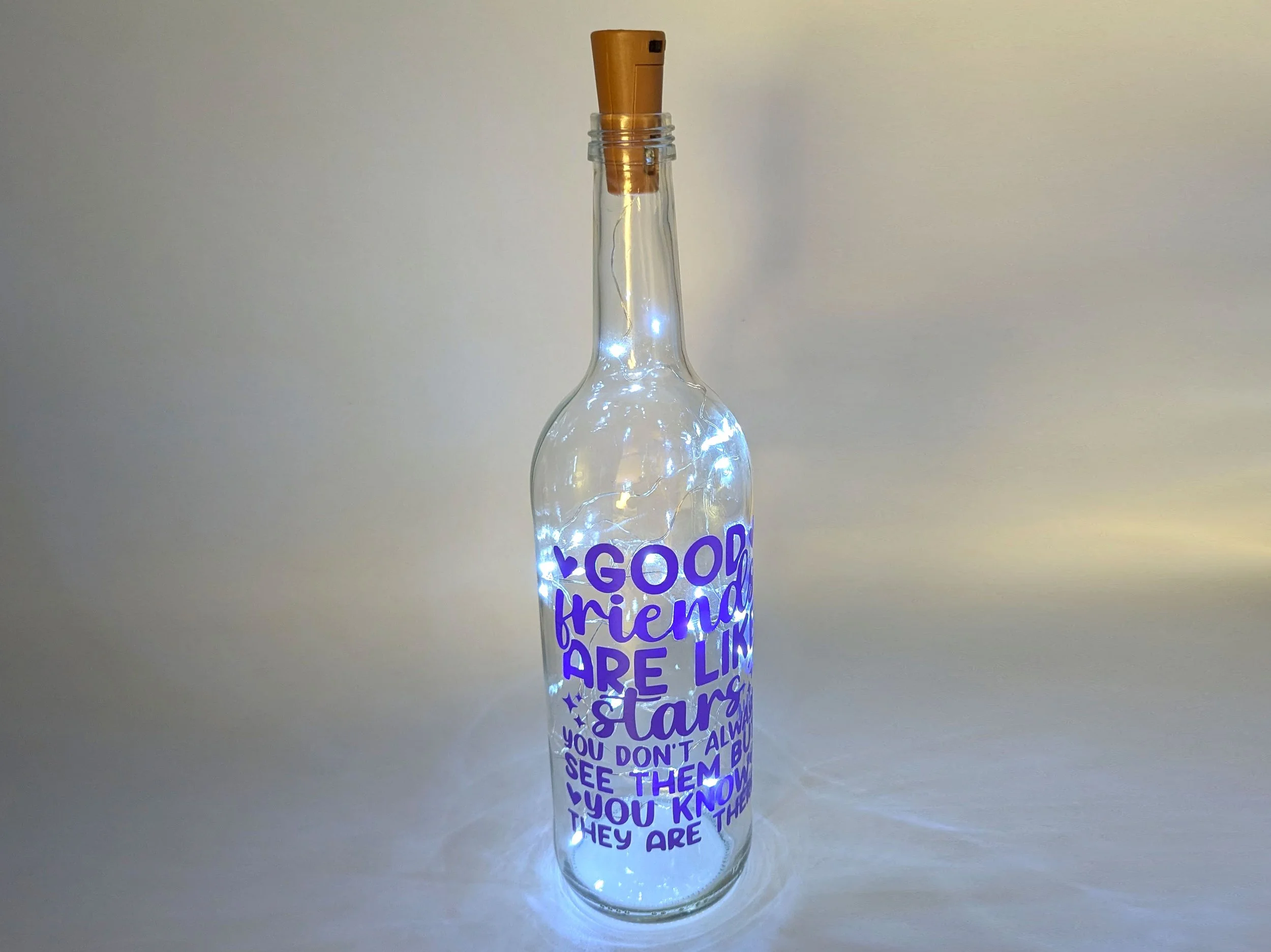 Friends Light Up Bottle, Best Friend Gift, Gift for Friend for Birthday, Friend Keepsake, Special Present for Friend, Special Friend Gift