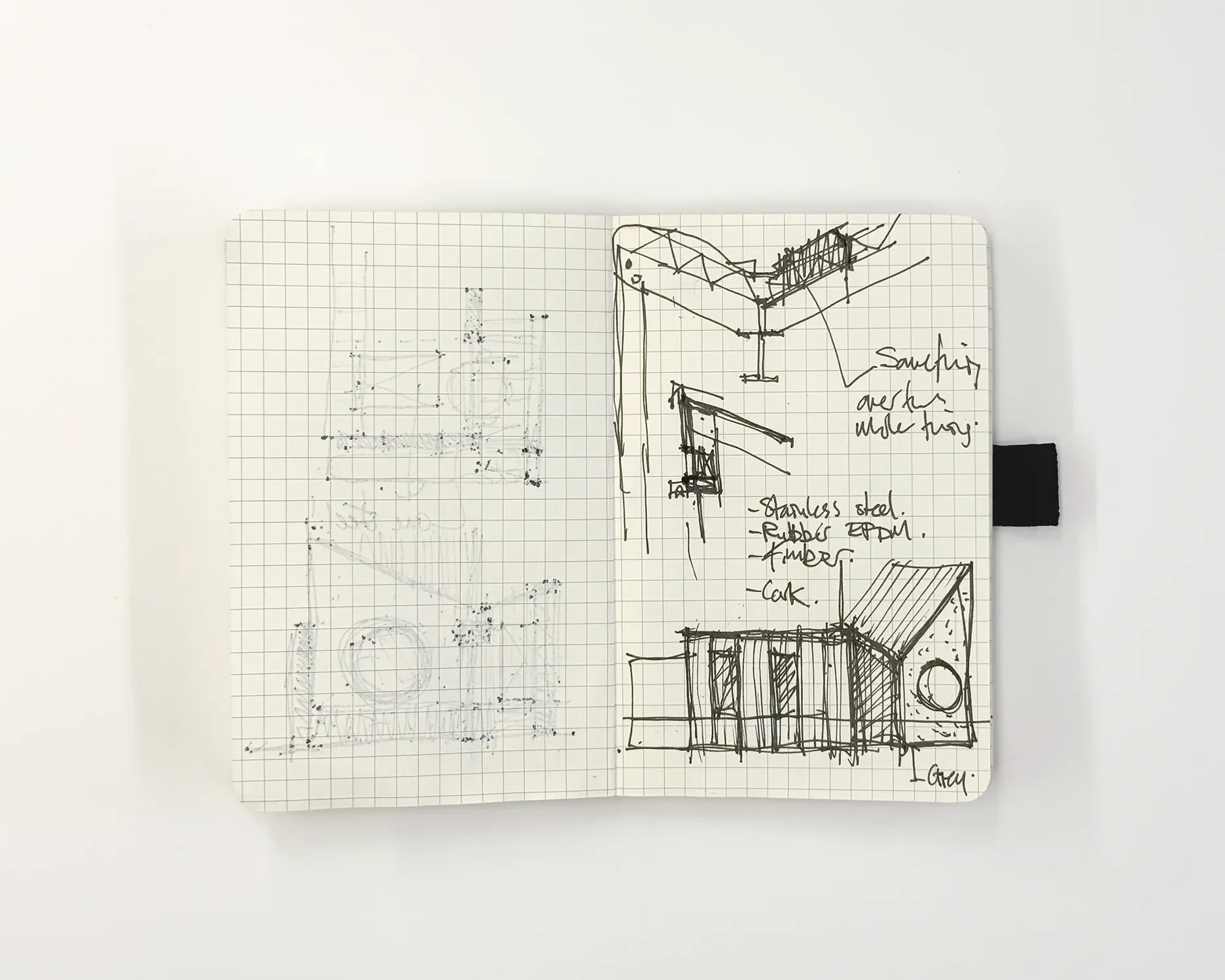 Notebook doodles during design process © Andy Matthews Studio