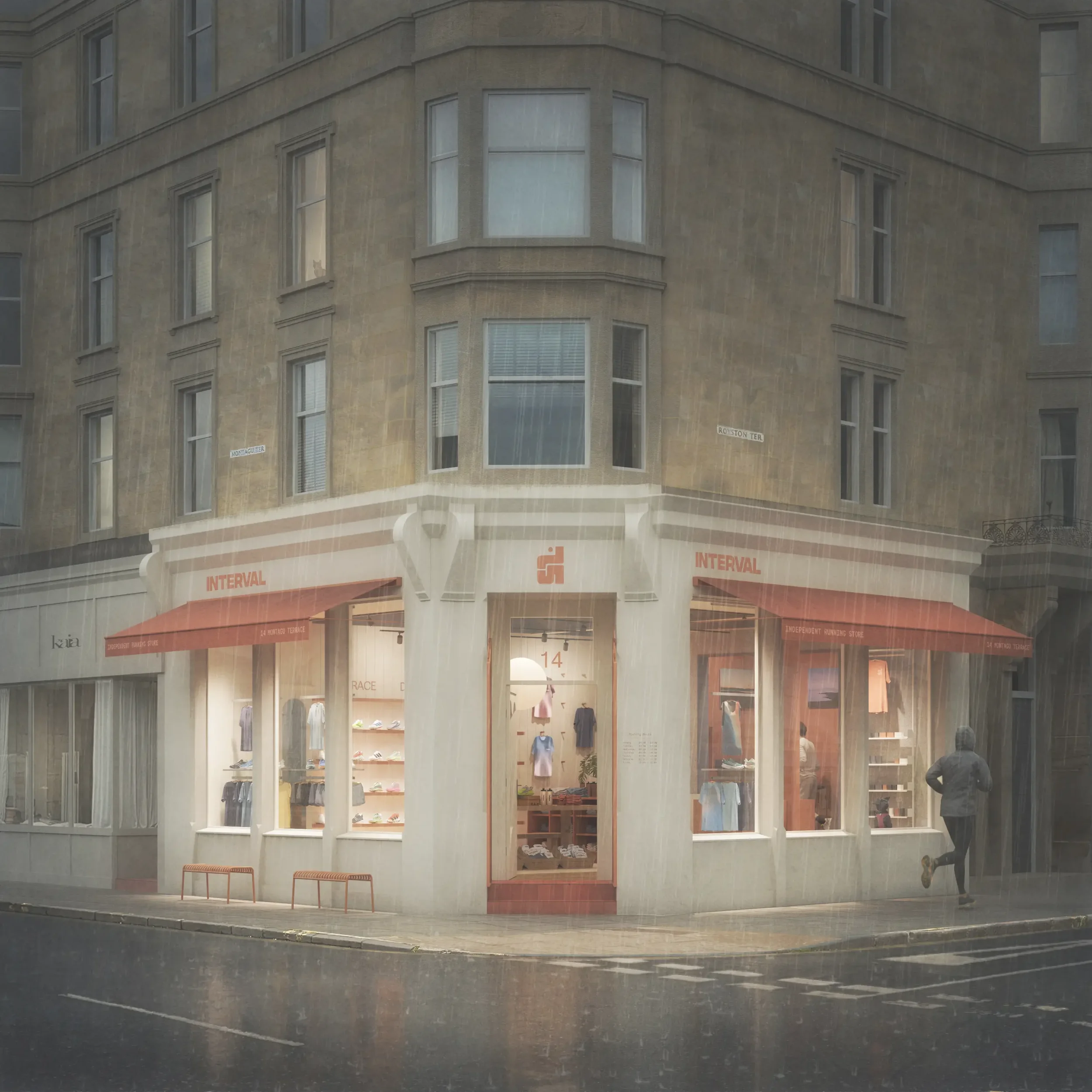 Andy Matthews Studio — Illustration of running retail exterior © Gabriel Spera Visual