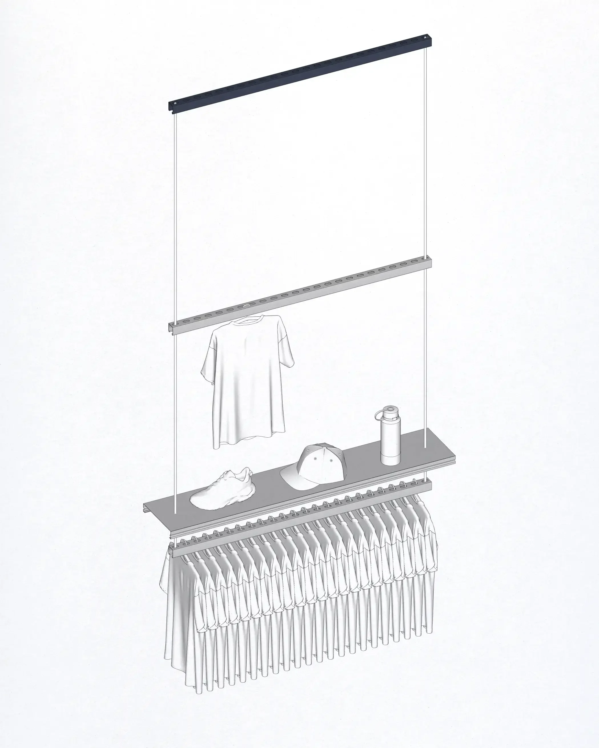 WIP: Retail fitting design using unistrut and electrical cable trays.