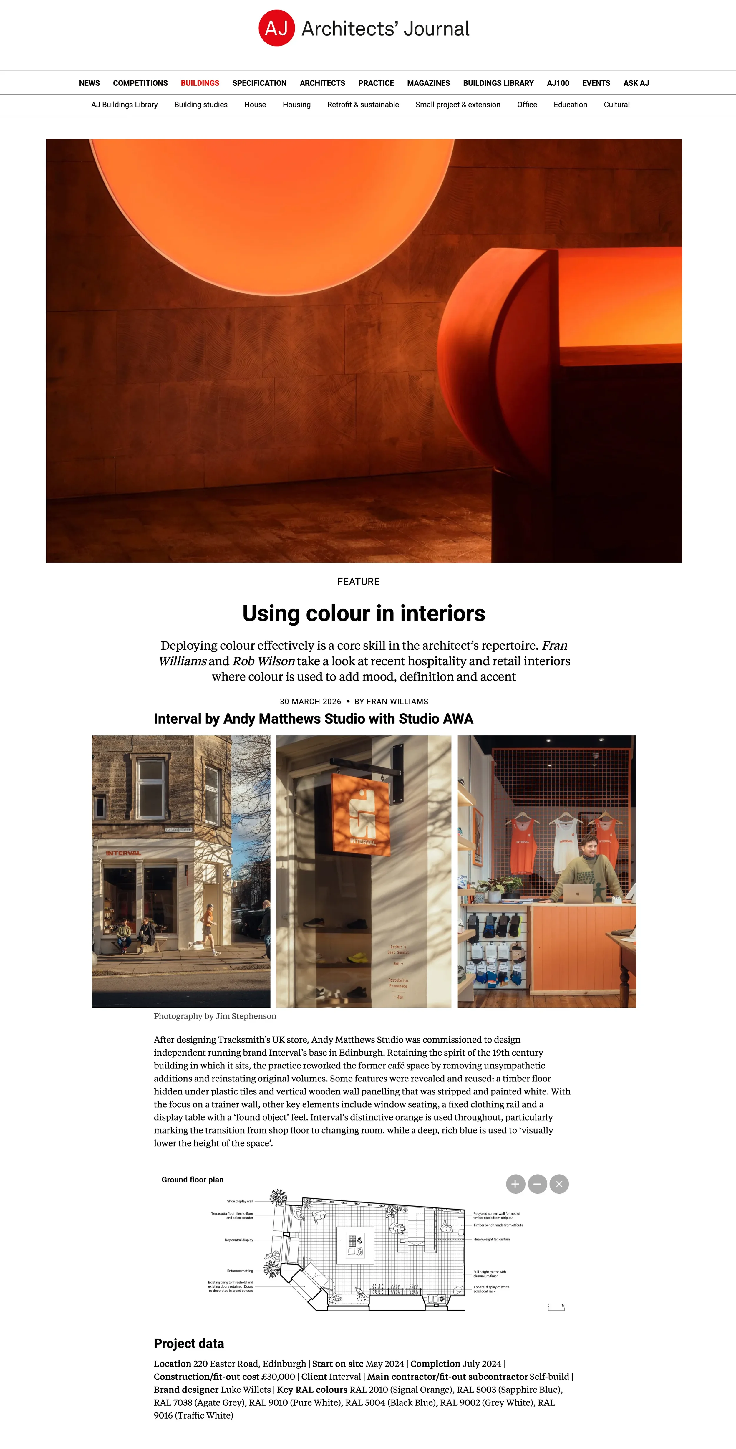 The Architects Journal - Using colour in interiors. March 20206.