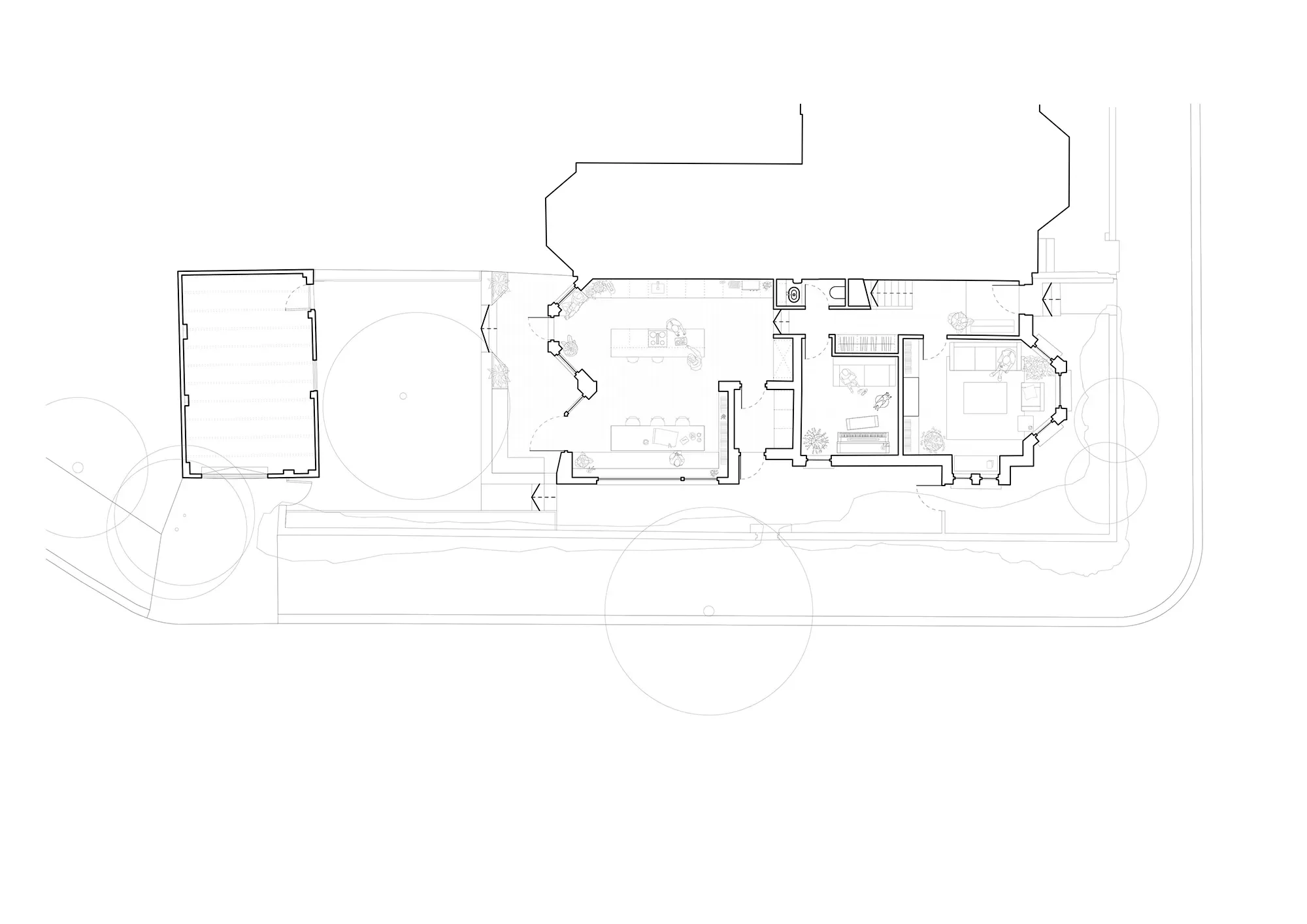 Ground floor plan showing extent of proposals. © Andy Matthews Studio