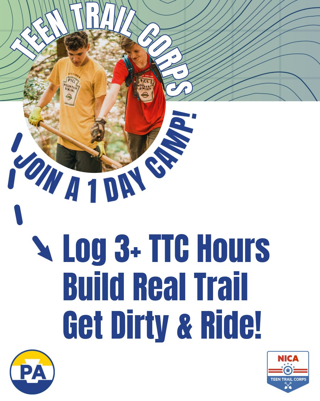 Get dirty. Build something real. Then go ride it. 🚲🛠️⁠
⁠
Teen Trail Corps 1-Day Camps are here&mdash;your chance to log 3+ TTC hours, learn trail building skills, and give back to the trails you love.⁠
⁠
Whether you&rsquo;re brand new or already pa