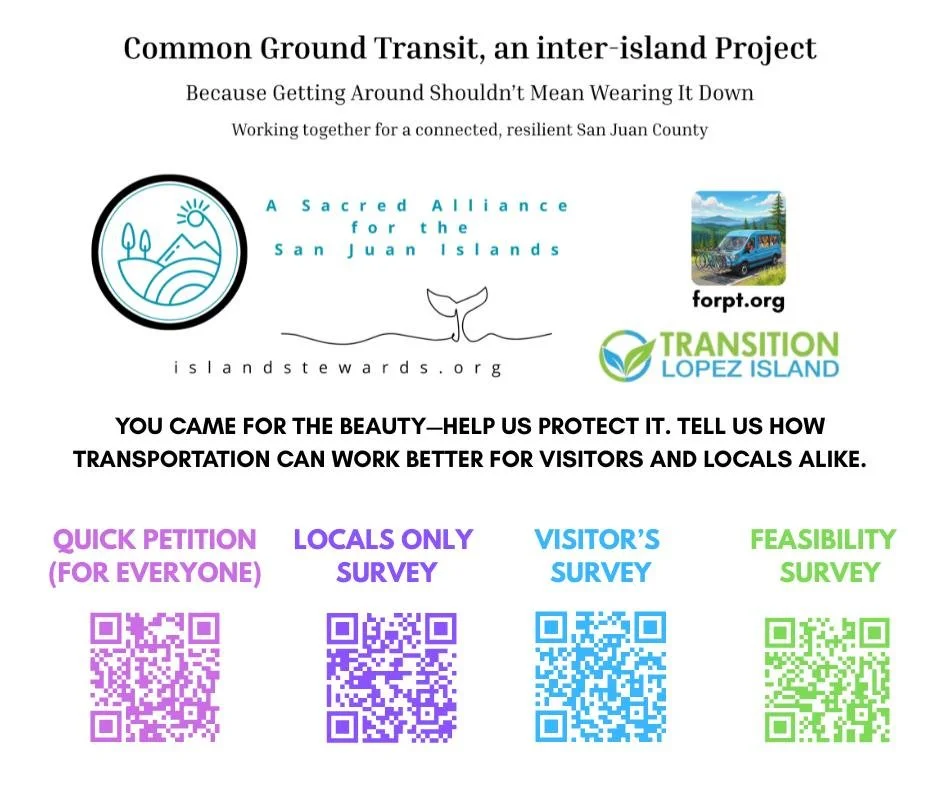 🚐 Your Voice = Better Transportation for the Islands 🌿
No public transit means fewer options, higher costs, and more strain on the place we all love. Common Ground Transit is building solutions &mdash; but we need your input!

🖊 Sign the petition.