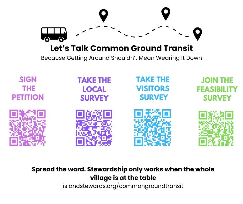 Let&rsquo;s Talk Common Ground Transit
Because getting around shouldn&rsquo;t mean wearing it down.

We need your voice:
1. Sign the Petition &ndash; show our County Council this matters.
2️. Take the Survey &ndash; residents and visitors, tell us wh