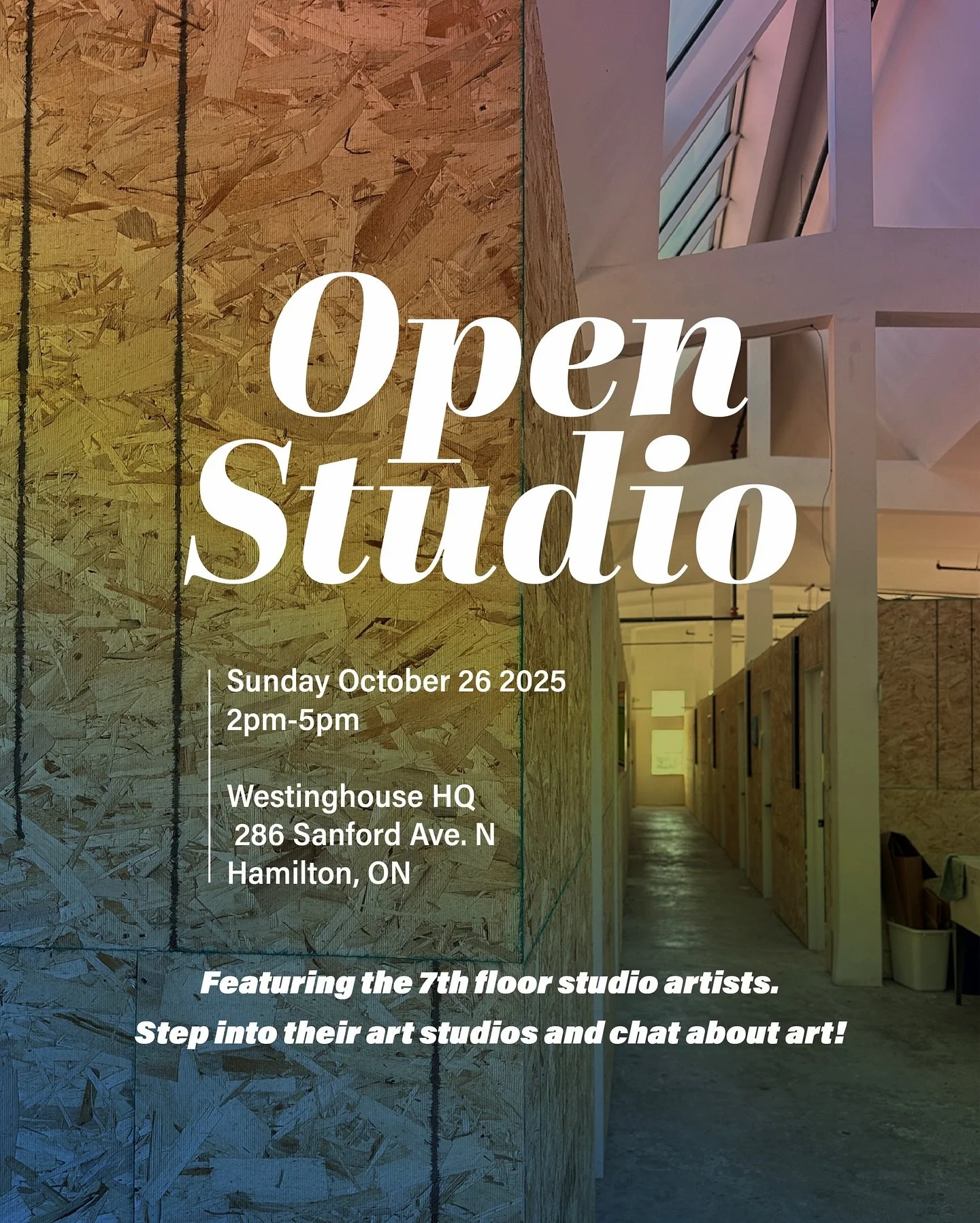 Hello friends, 
We are opening our art studios at @westinghouse.hq again on Sunday October 26th. Save the date! We invite you to take a look into our studios, our art practices and to chat with us about art. Our last Open Studio day was a huge succes