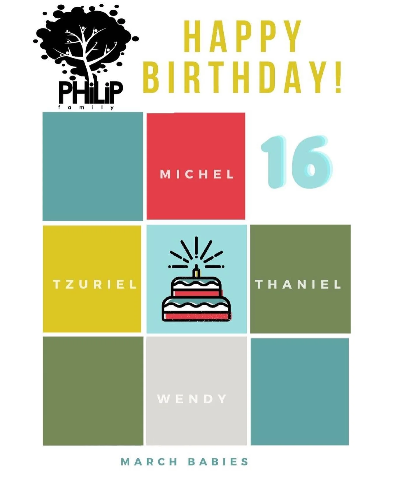 We have a quadruple birthday today! Happy birthday Wendy, Michel and twins Tzuriel &amp; Thaniel!