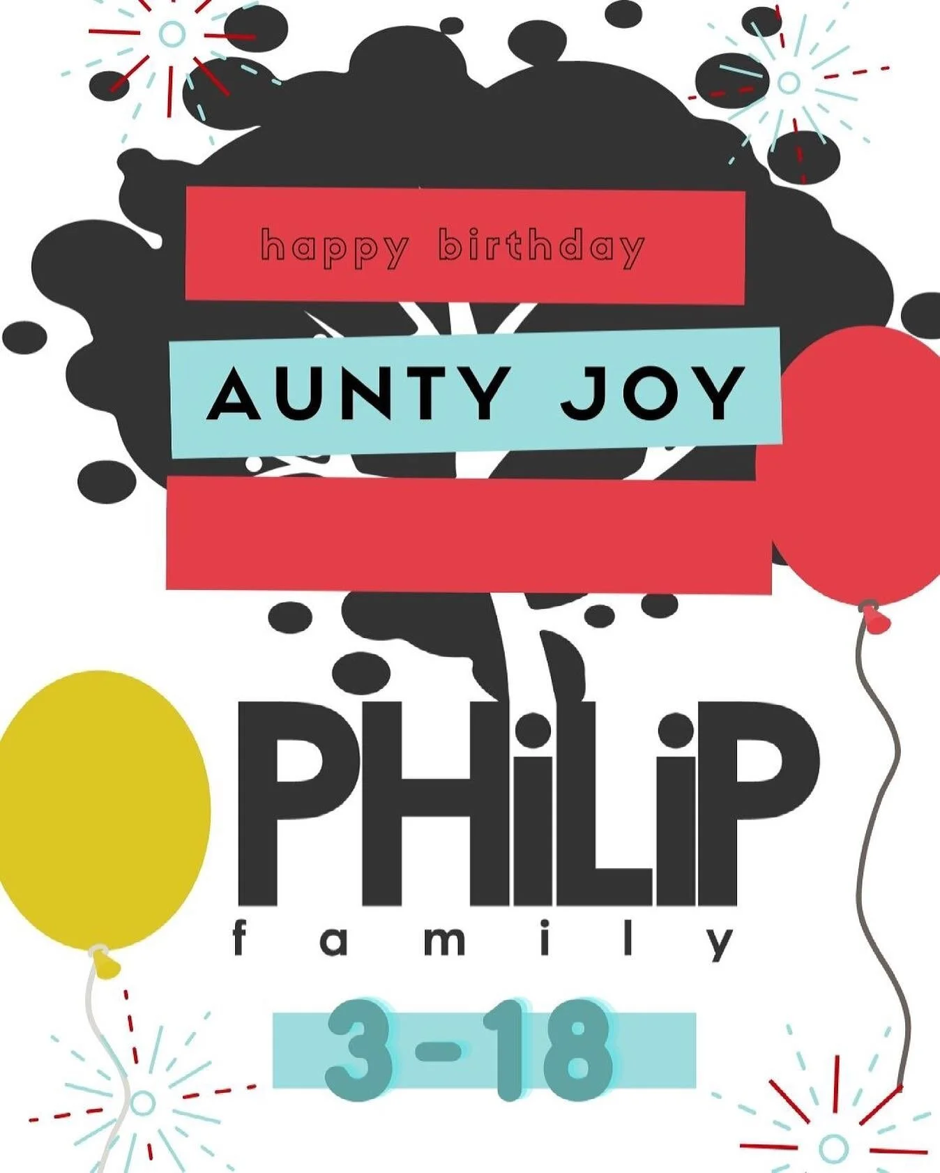 Happy birthday to Aunty Joy!!!!! With an abundance of love from the family