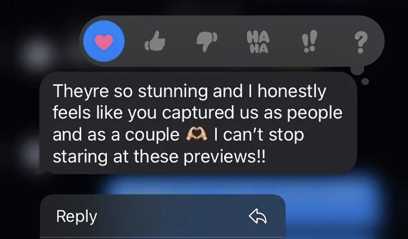 Text to Chicago Photographer Ttolbphotog from Client:  "They're so stunning and I honestly feels like you captured us a people and as a couple. I cant stop staring at these previews!