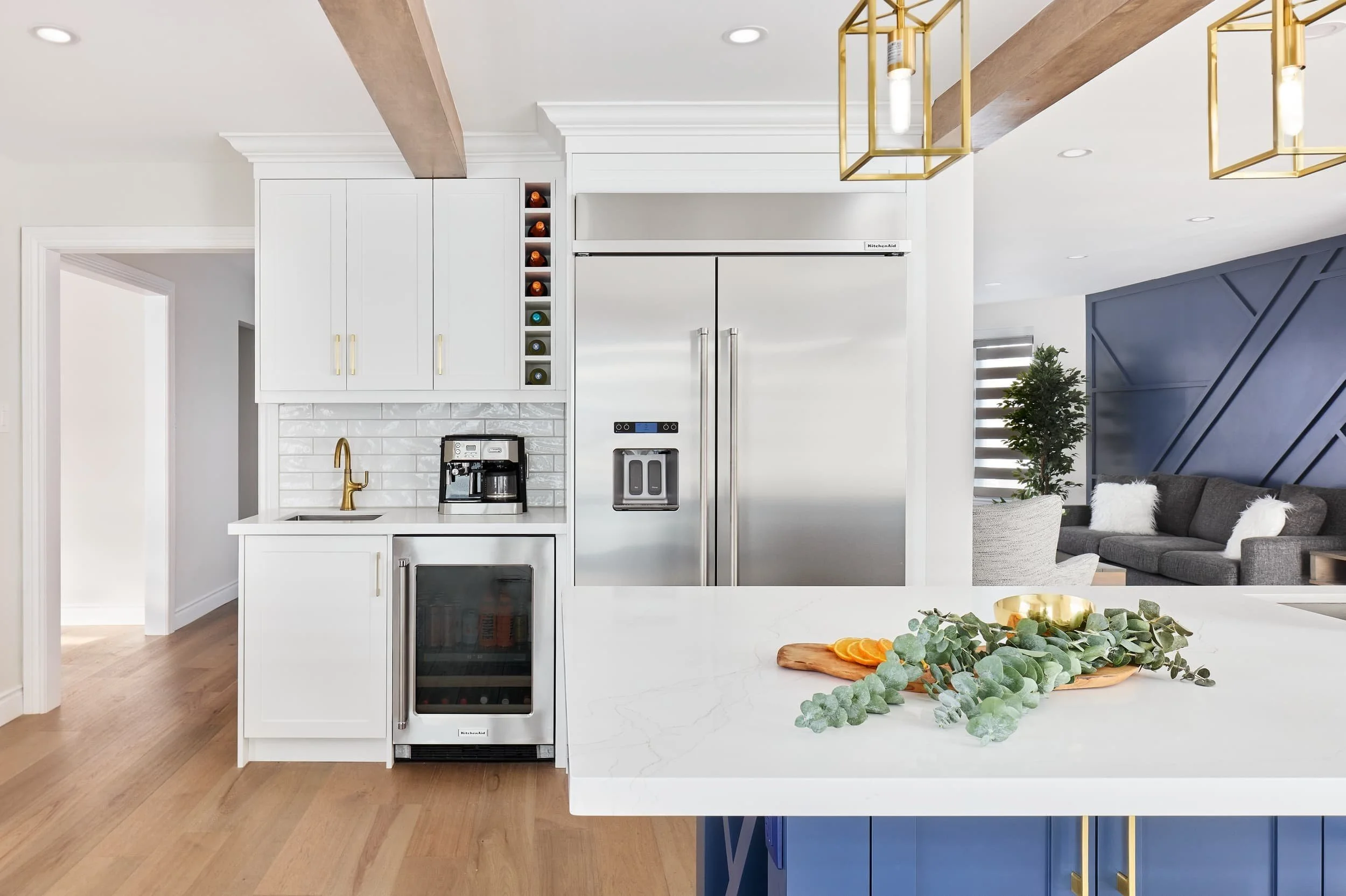kitchen with gold accents