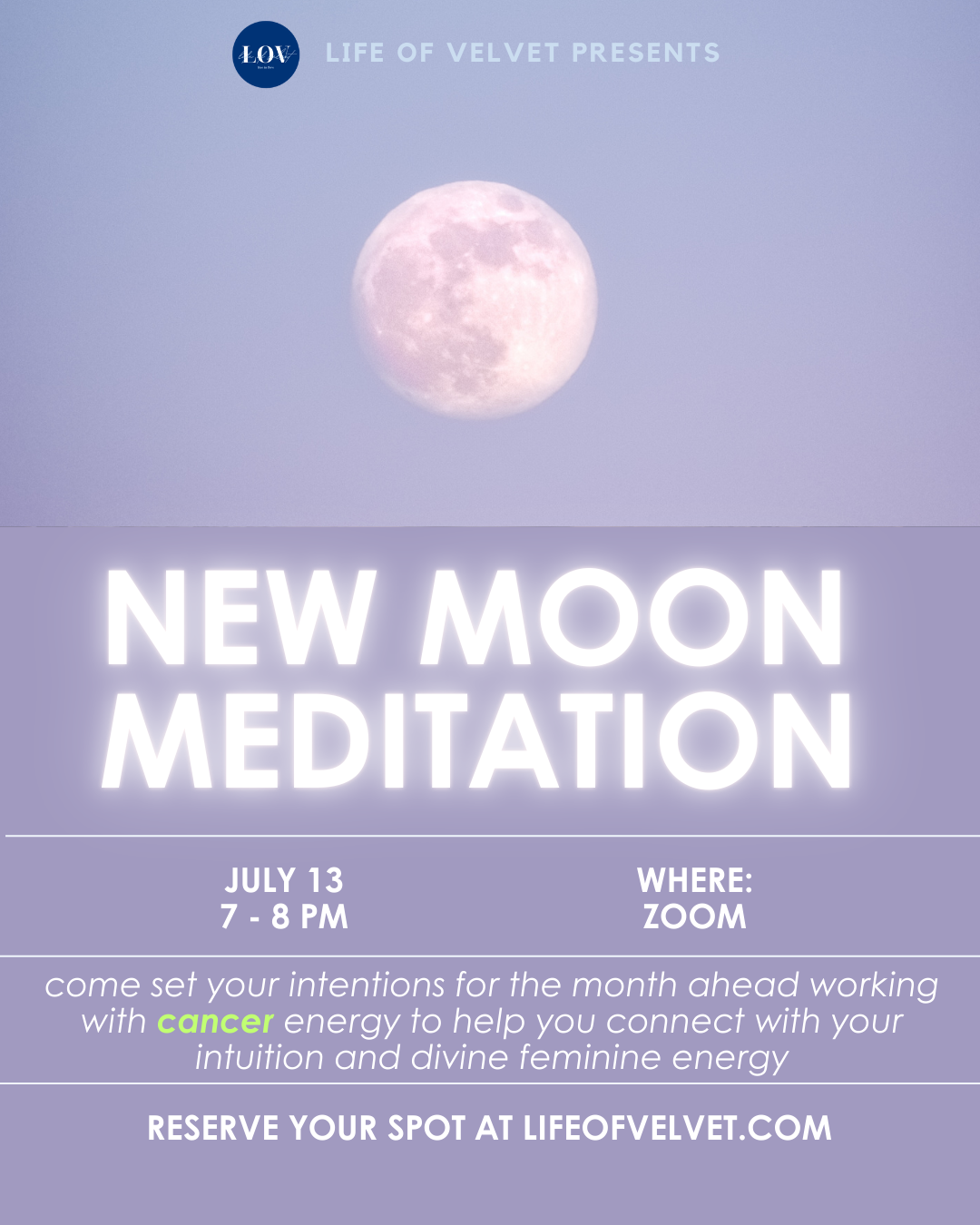 New Moon Meditation Registration (1 DAY REGISTRATION)