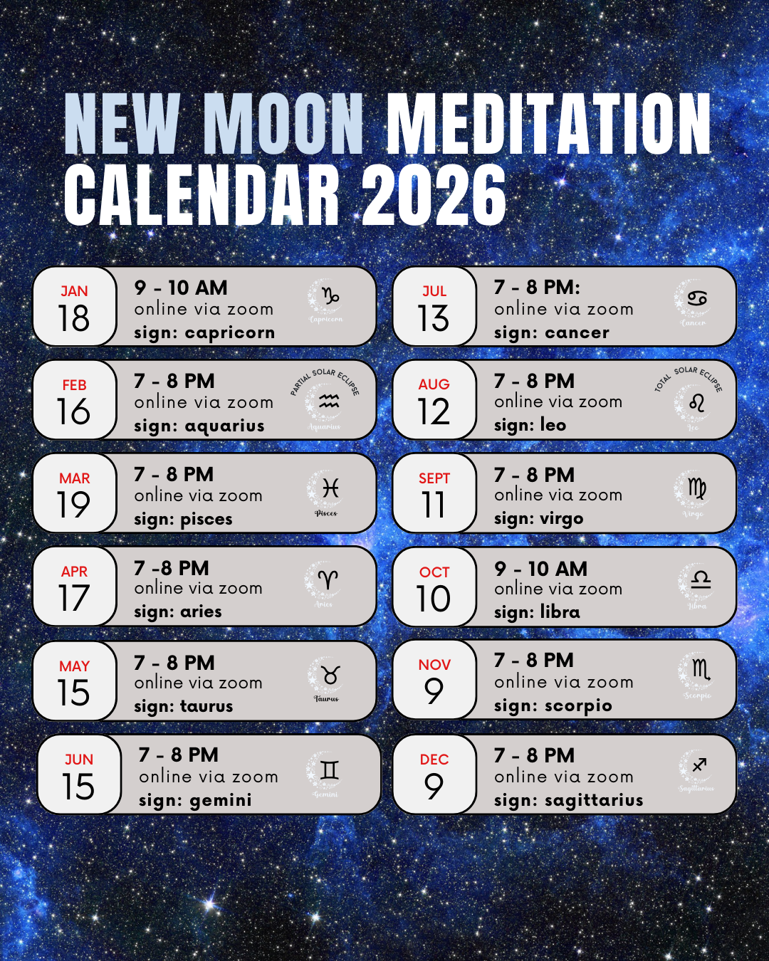New Moon Meditation Registration (1 DAY REGISTRATION)