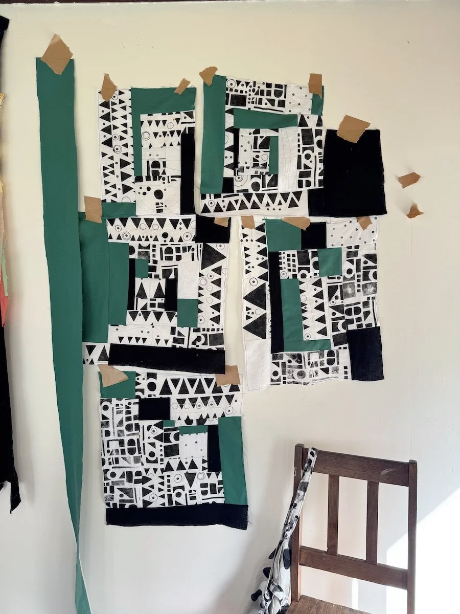 Ellie Beck hand printed fabric quilt top.JPG
