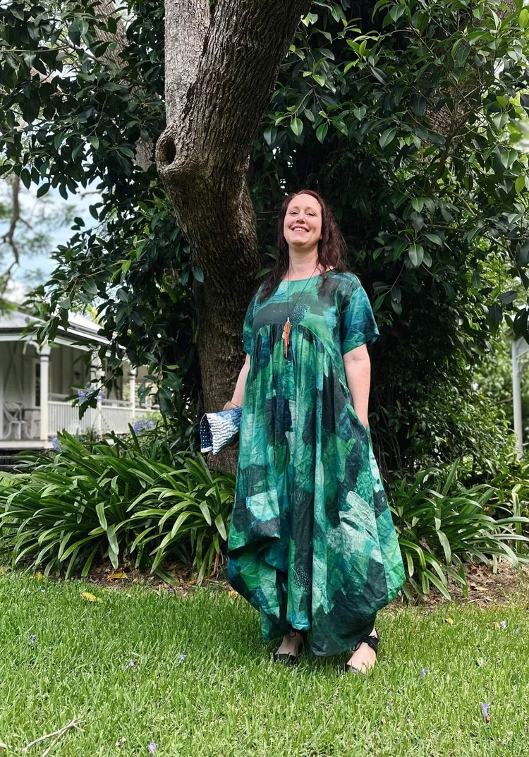 hand stitched circular drawstring pouch — petalplum