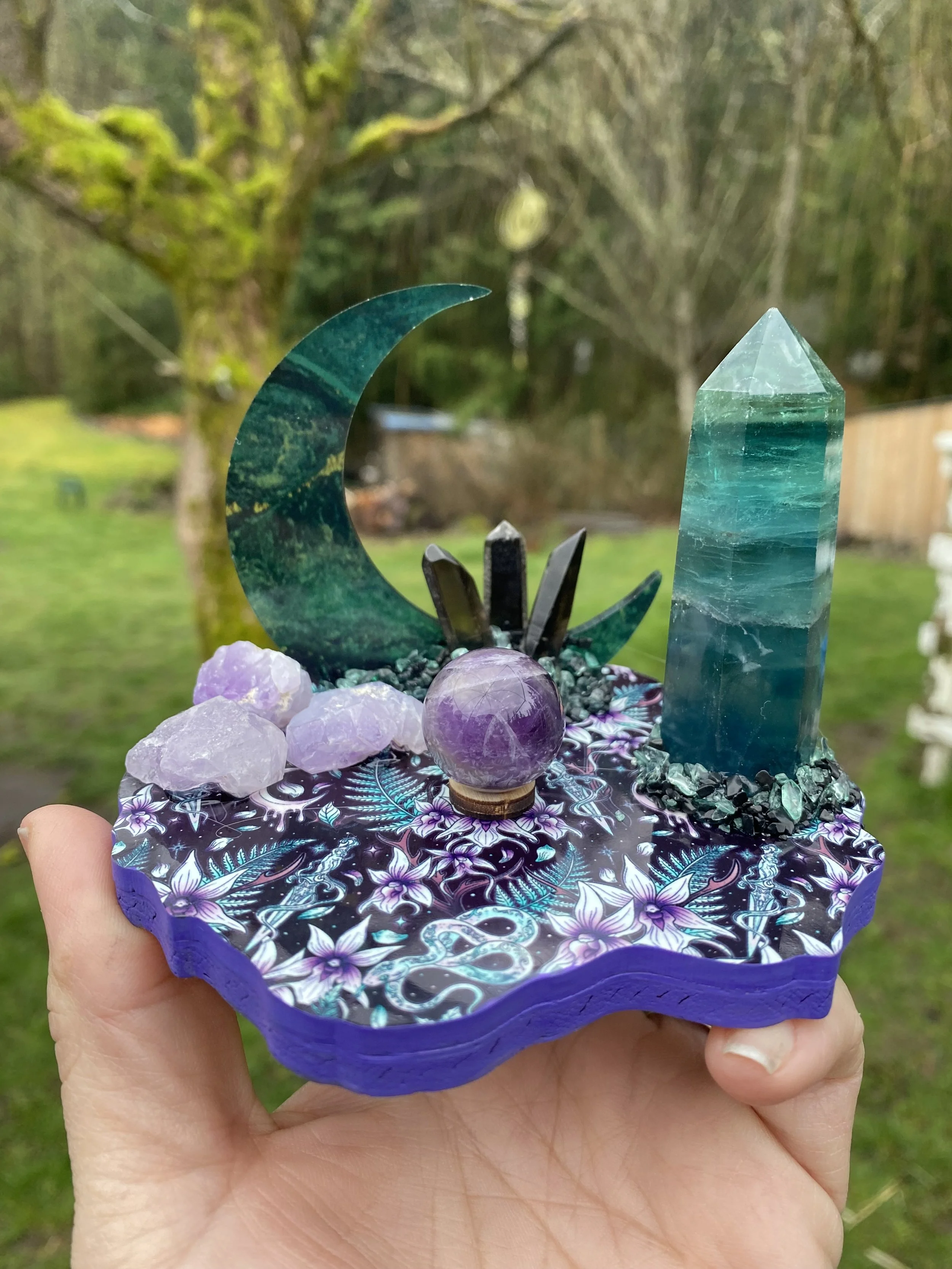 Mini moon with Blue Fluorite tower