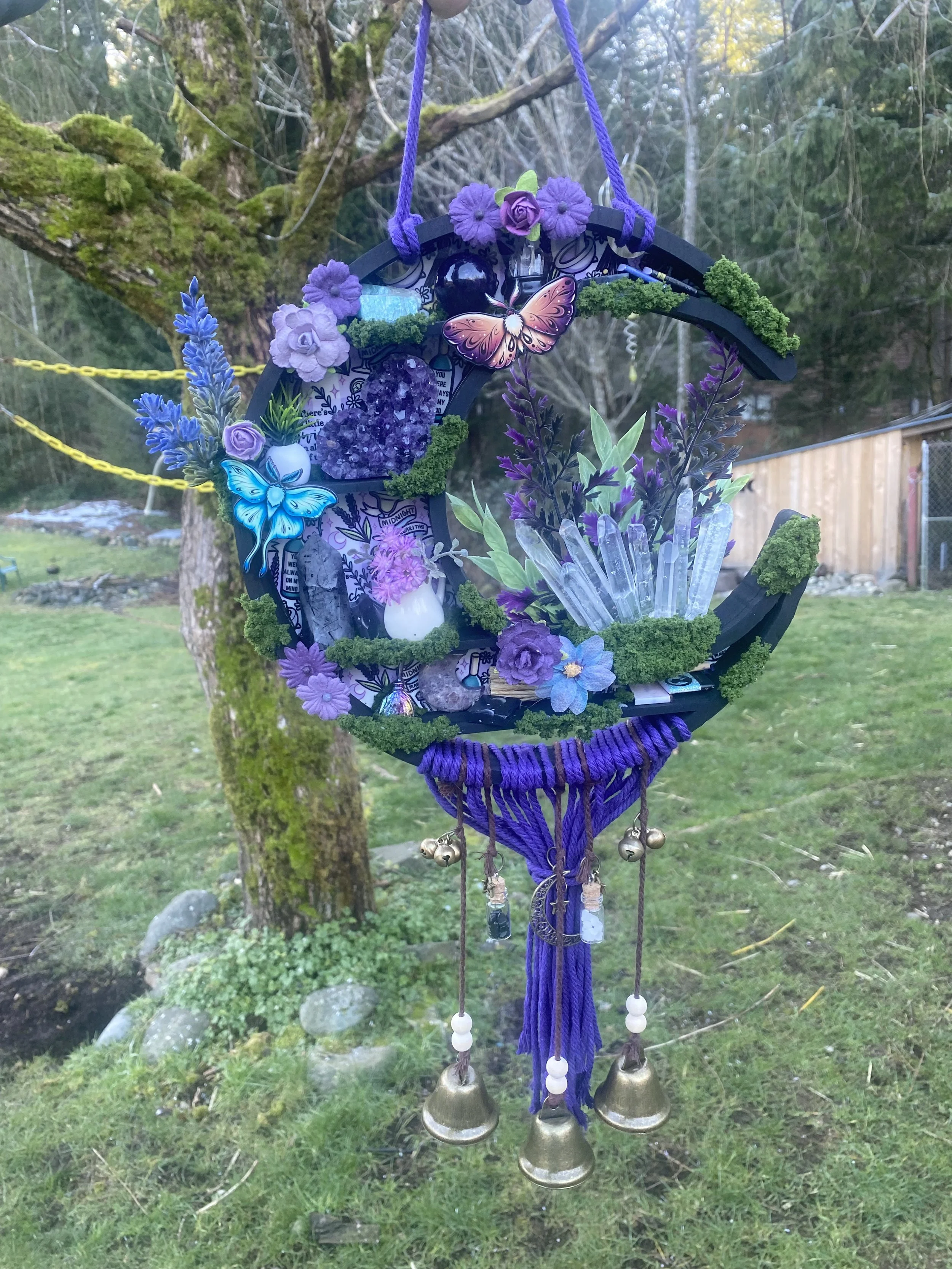 Hanging Shelf Moon With Bells