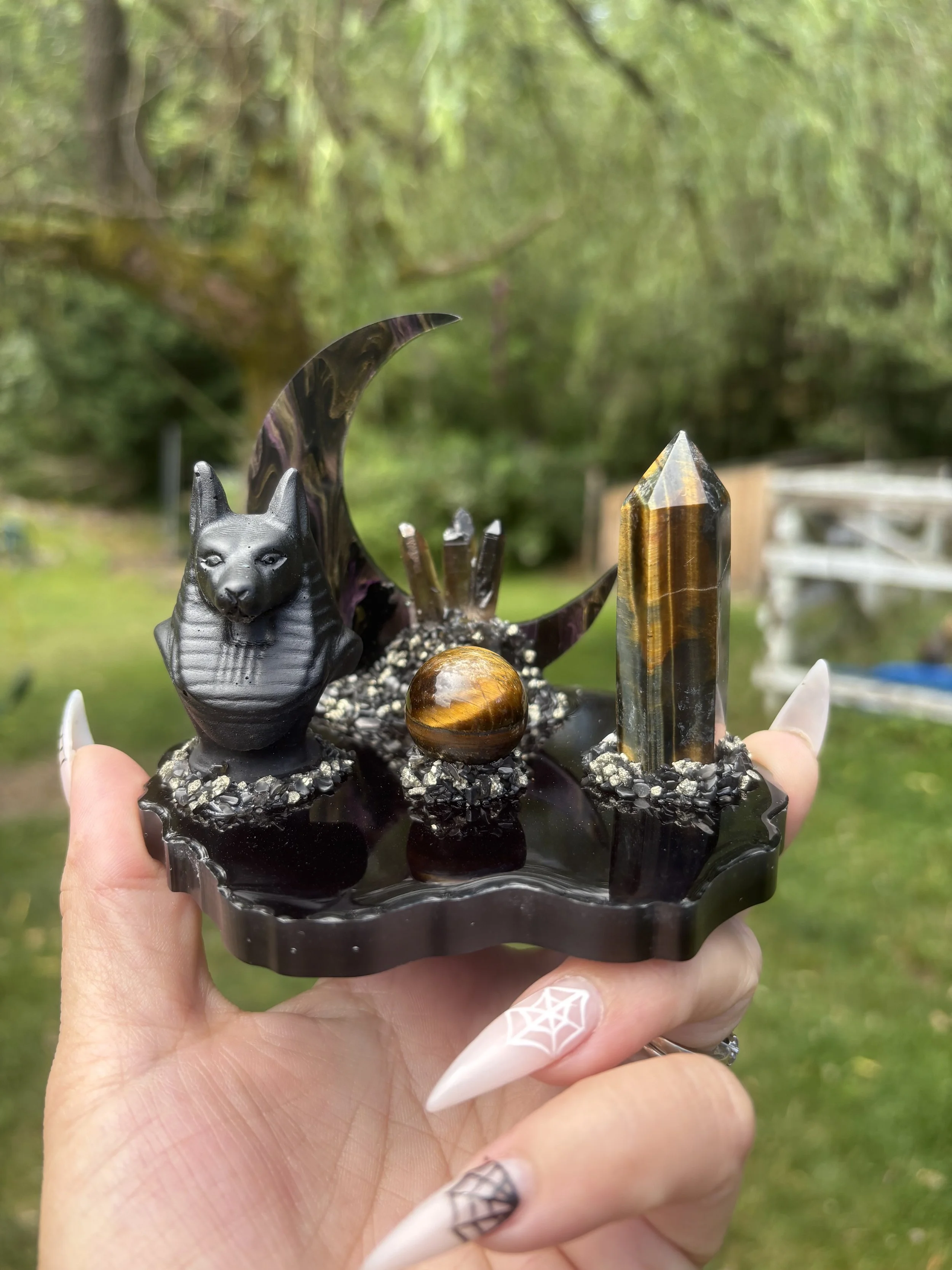 Mini Moon with Blue Tigers Eye Tower