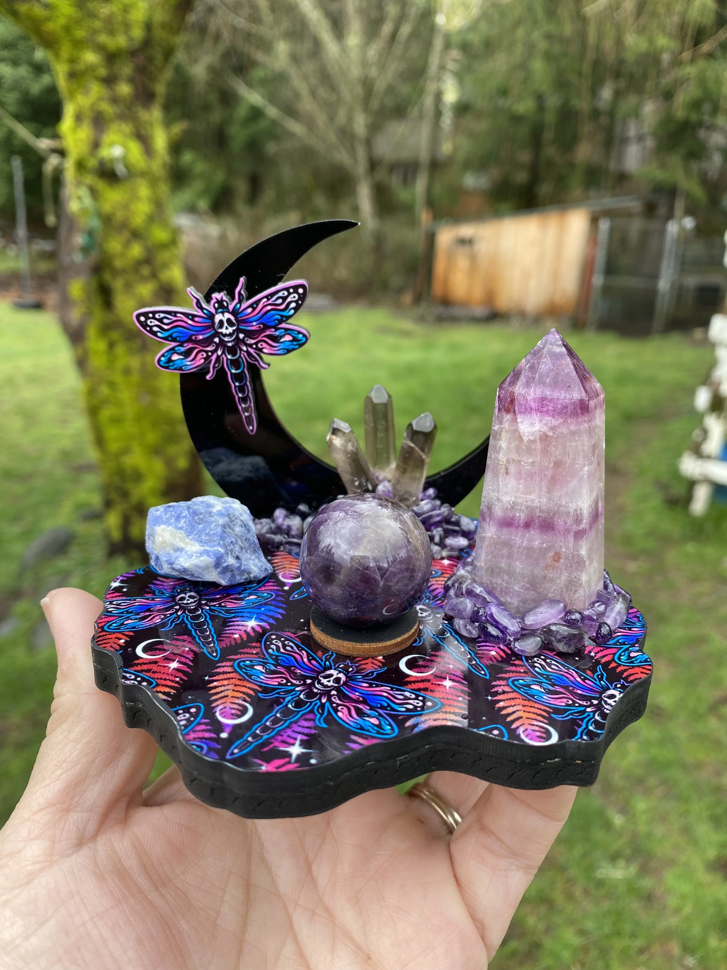 Mini Moon with Purple Fluorite Tower