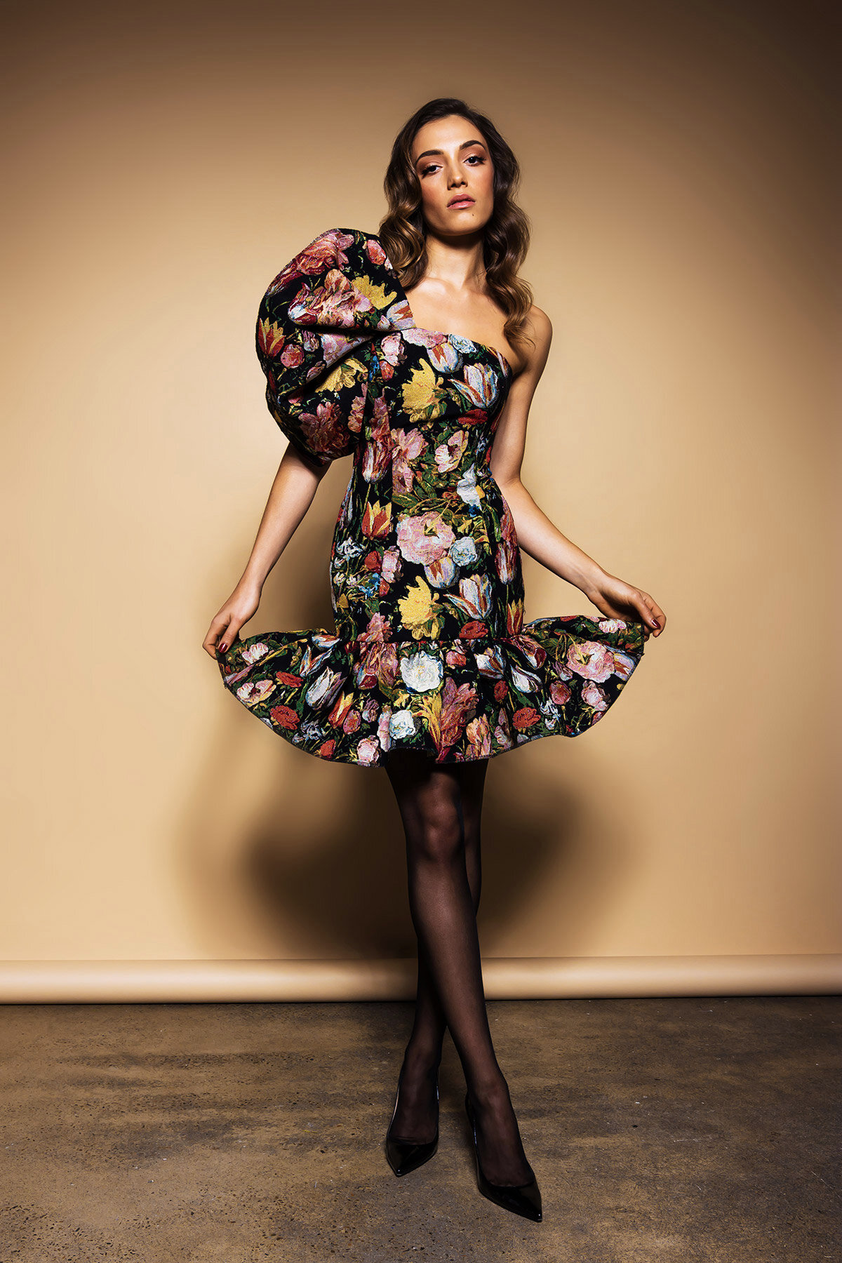 Peach Chiffon Floral Printed Maxi Dress Design by Saaksha & Kinni at  Pernia's Pop Up Shop 2024