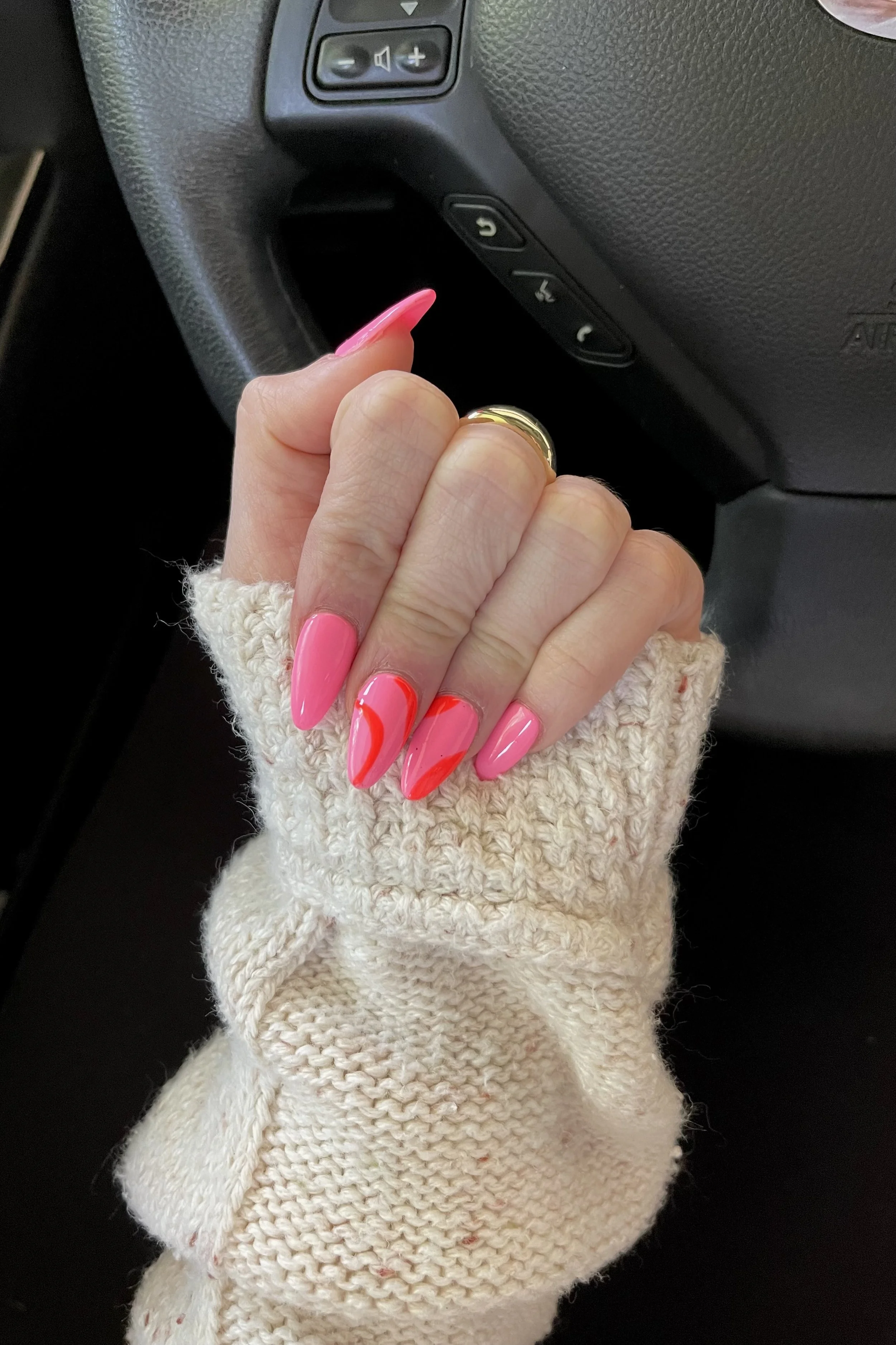 Hot Pink + Orange Summer Nails
