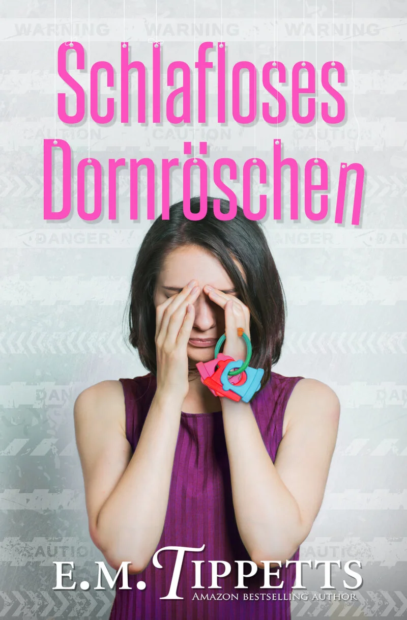 Buchcover mit einer jungen Frau, die müde die Hände vors Gesicht legt und dabei einen Satz Schnuller in der Hand hat
