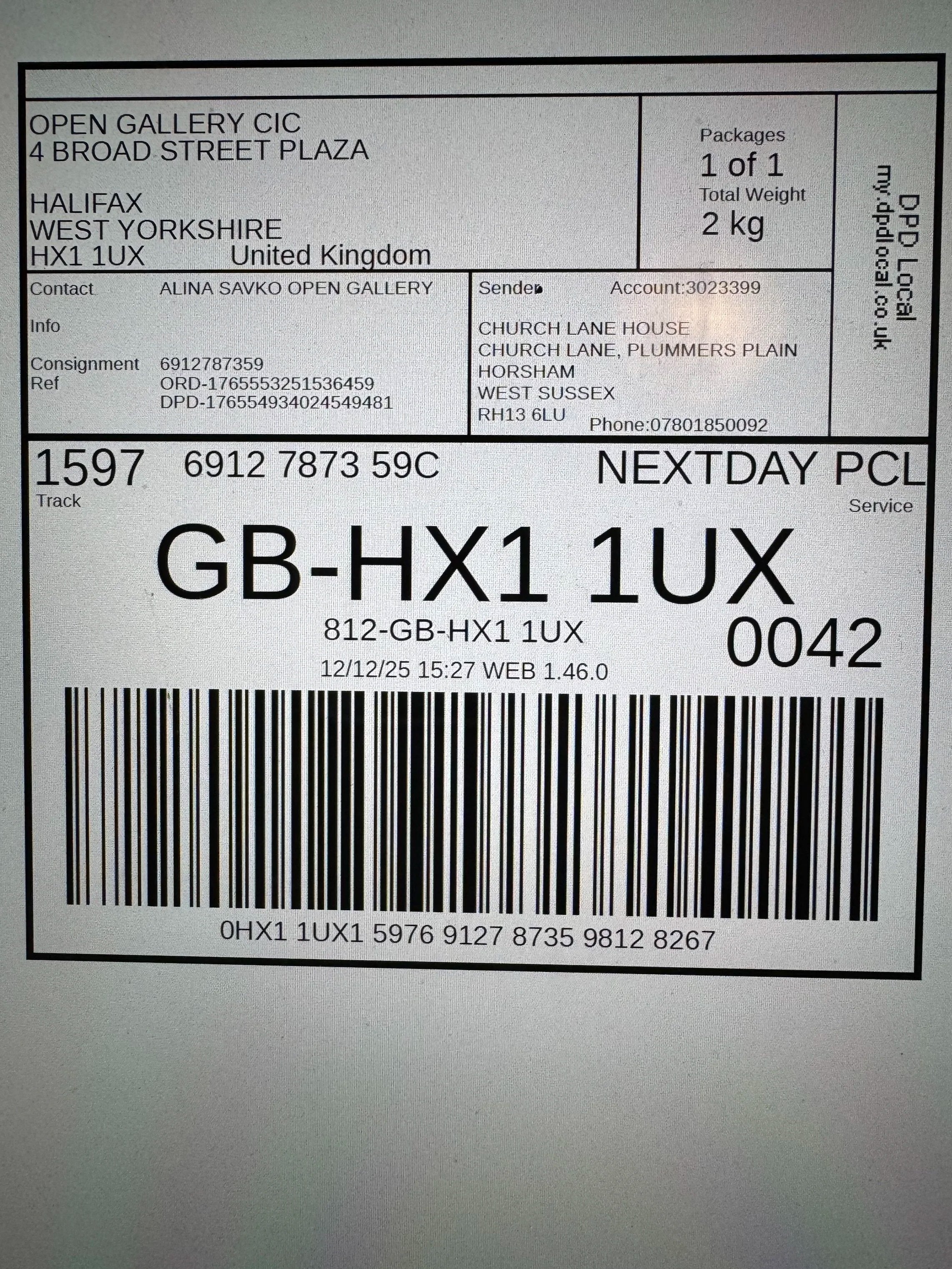 Shipping my Artwork within the UK