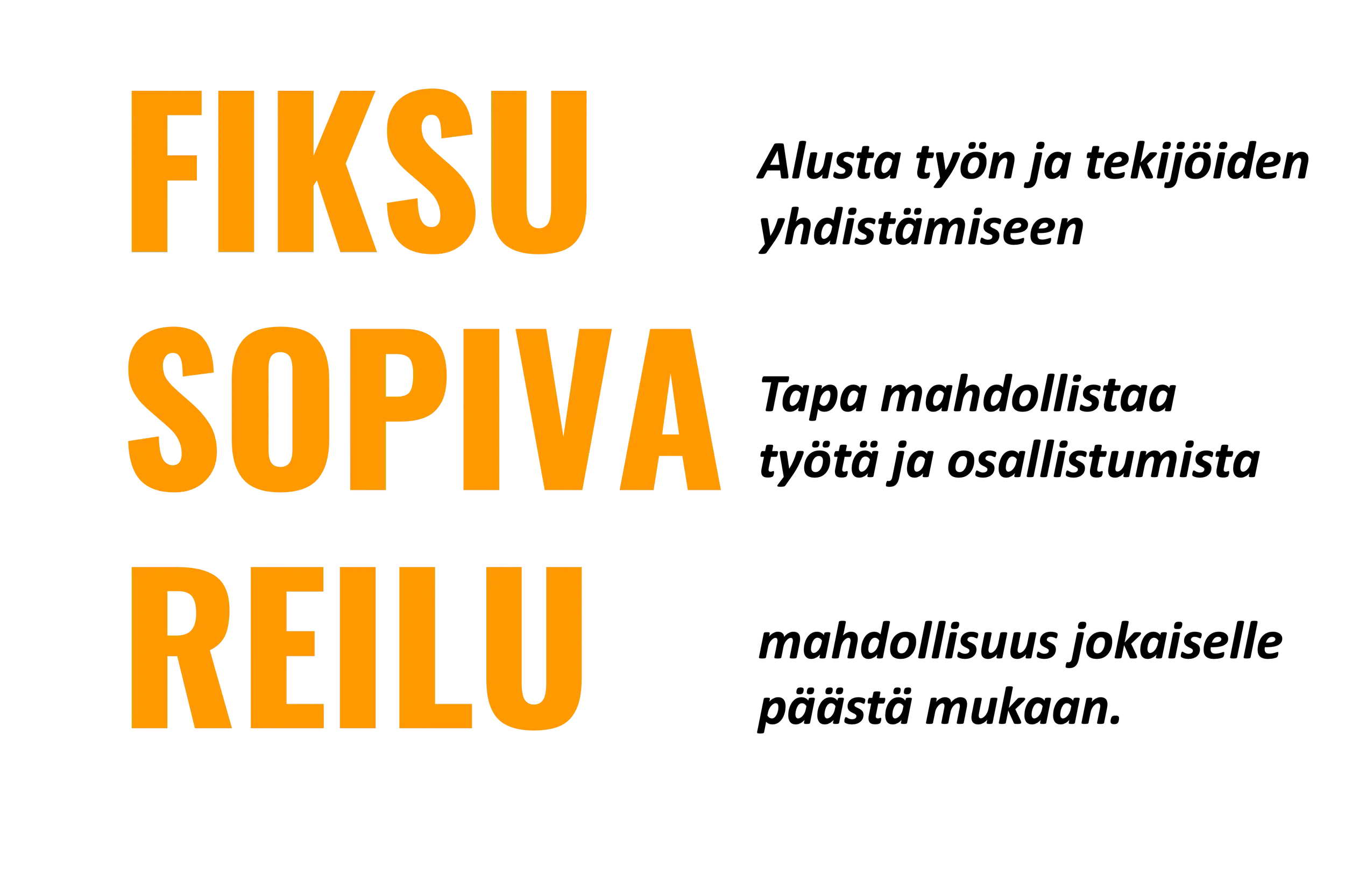 Fiksu alusta, Sopiva työ, Reilu mahdollisuus