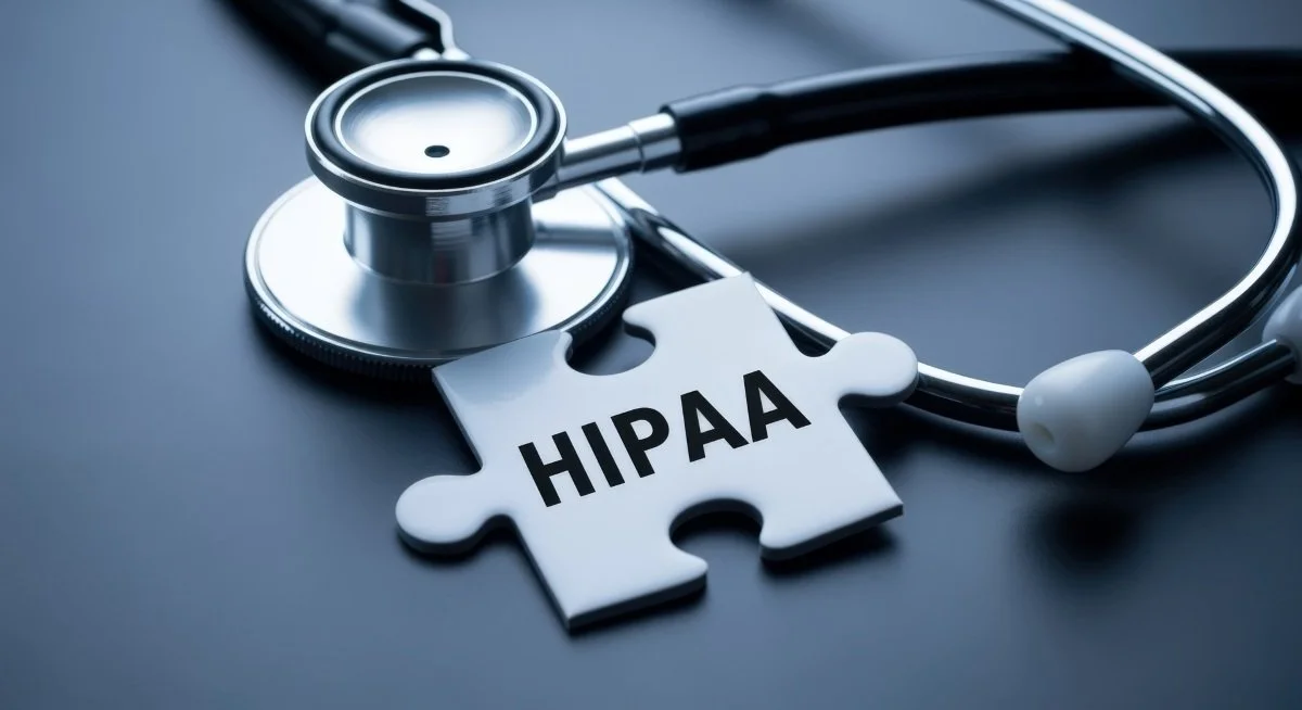 Healthcare Compliance Stethoscope and Jigsaw Puzzle Piece Illustrating HIPAA